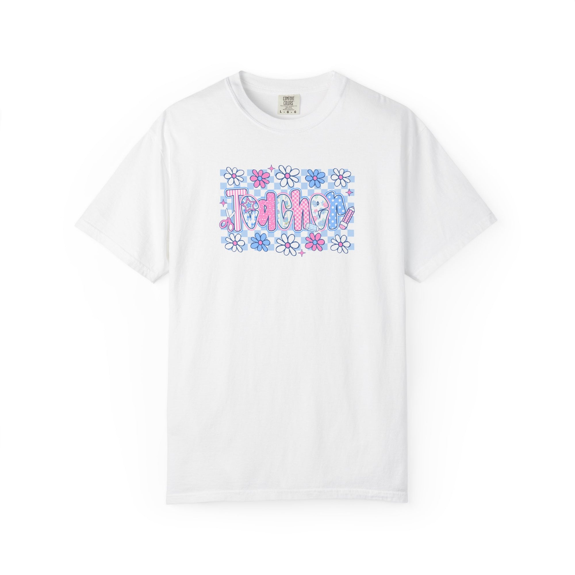 Checkered Teacher T-Shirt - Comfort Colors 1717 Unisex Garment-Dyed
