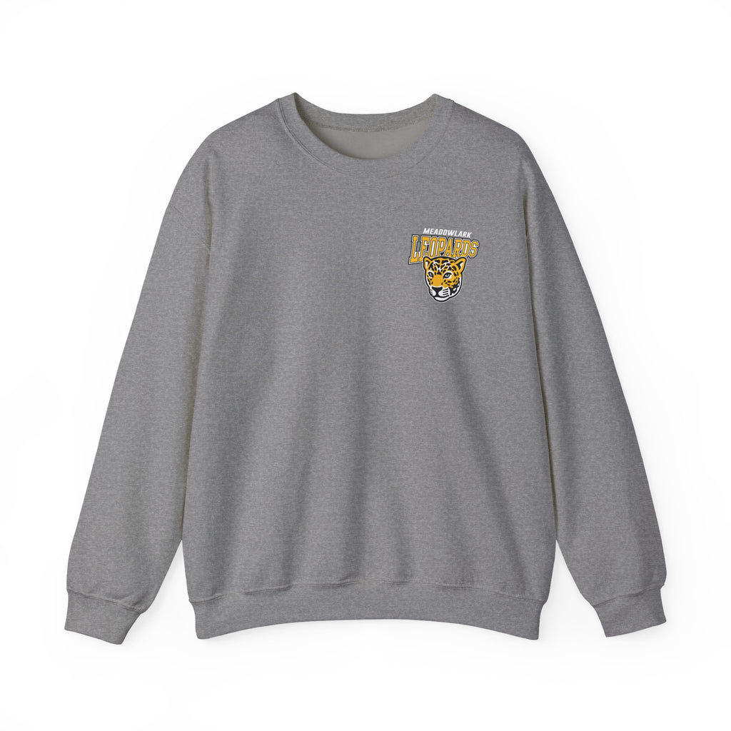 Meadowlark Leopards Gildan Heavy Blend 18000 Crewneck | Classic Front Logo & Bold Back Design