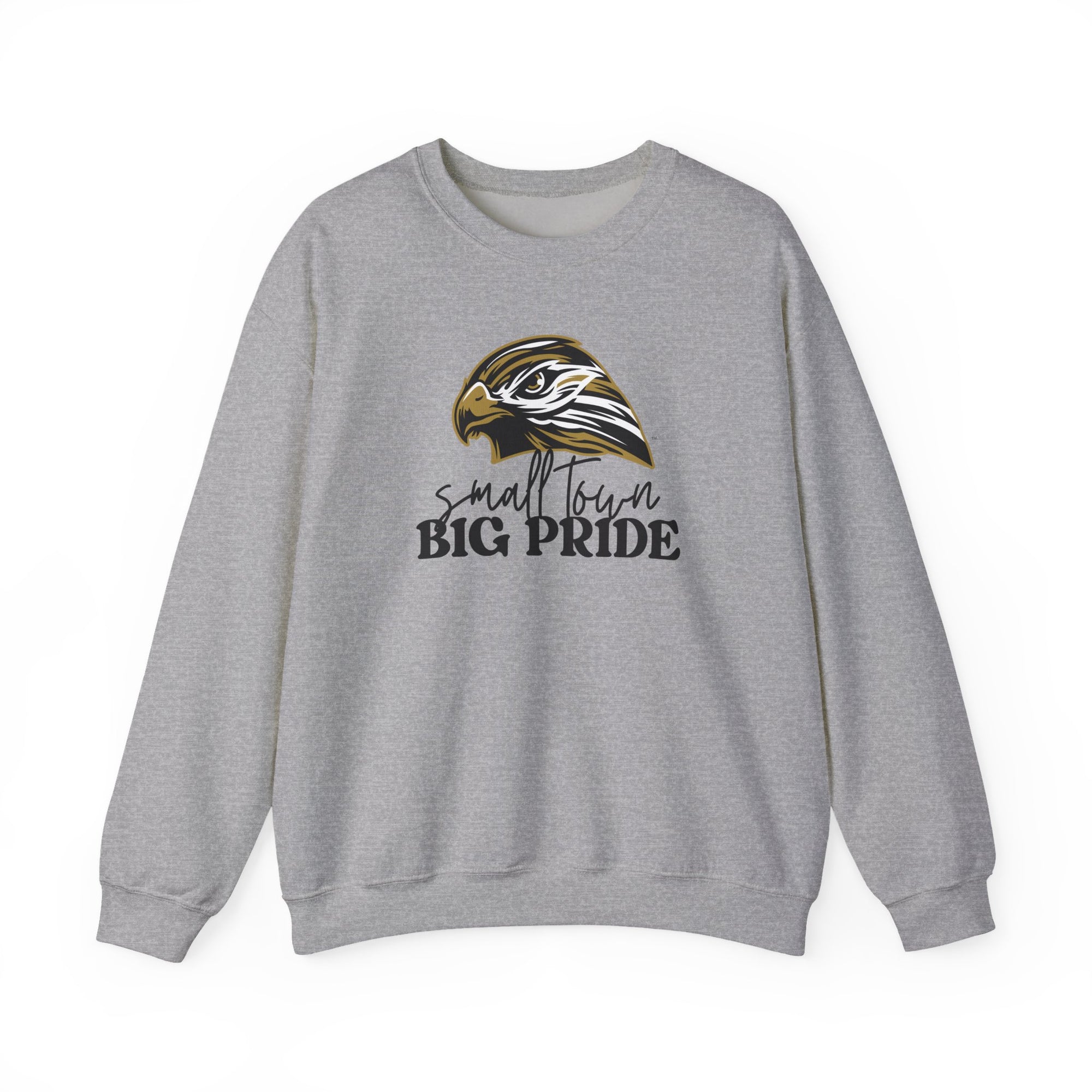Small Town Big Pride Sweatshirt – Horace Hawks Mascot Crewneck – Gildan Unisex Heavy Blend – Small Town Spirit Wear – School Pride Pullover