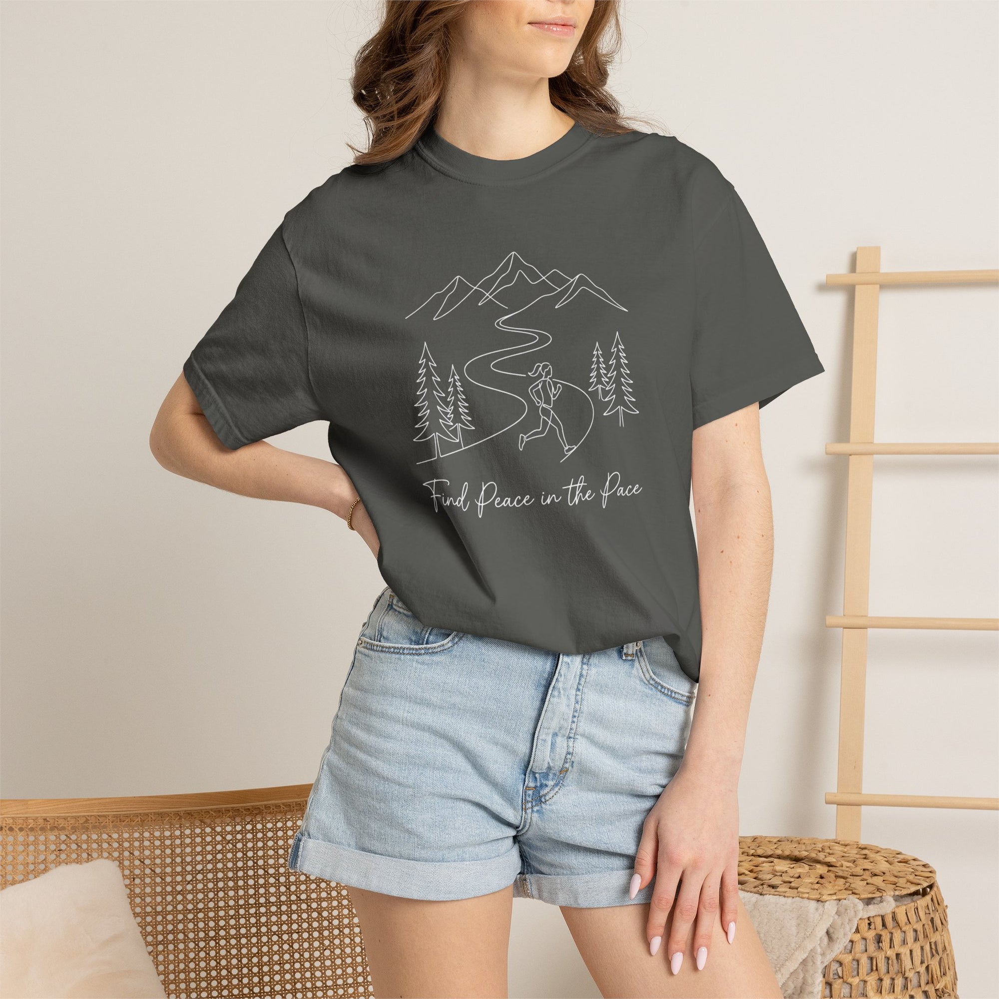 Find Peace in the Pace T-Shirt - Minimalist Running Tee - Comfort Colors 1717