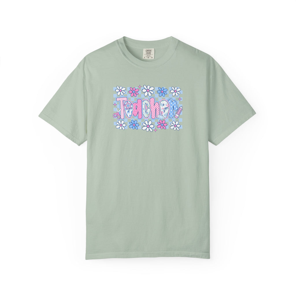 Checkered Teacher T-Shirt - Comfort Colors 1717 Unisex Garment-Dyed