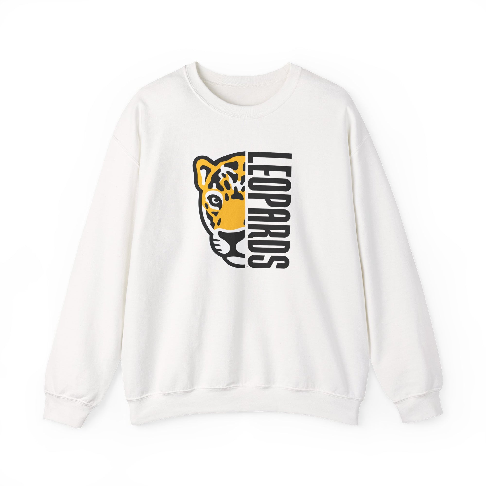 Leopards Mascot Crewneck Sweatshirt | Gildan Unisex Heavy Blend | School Spirit Wear | Teacher & Student Spirit Apparel