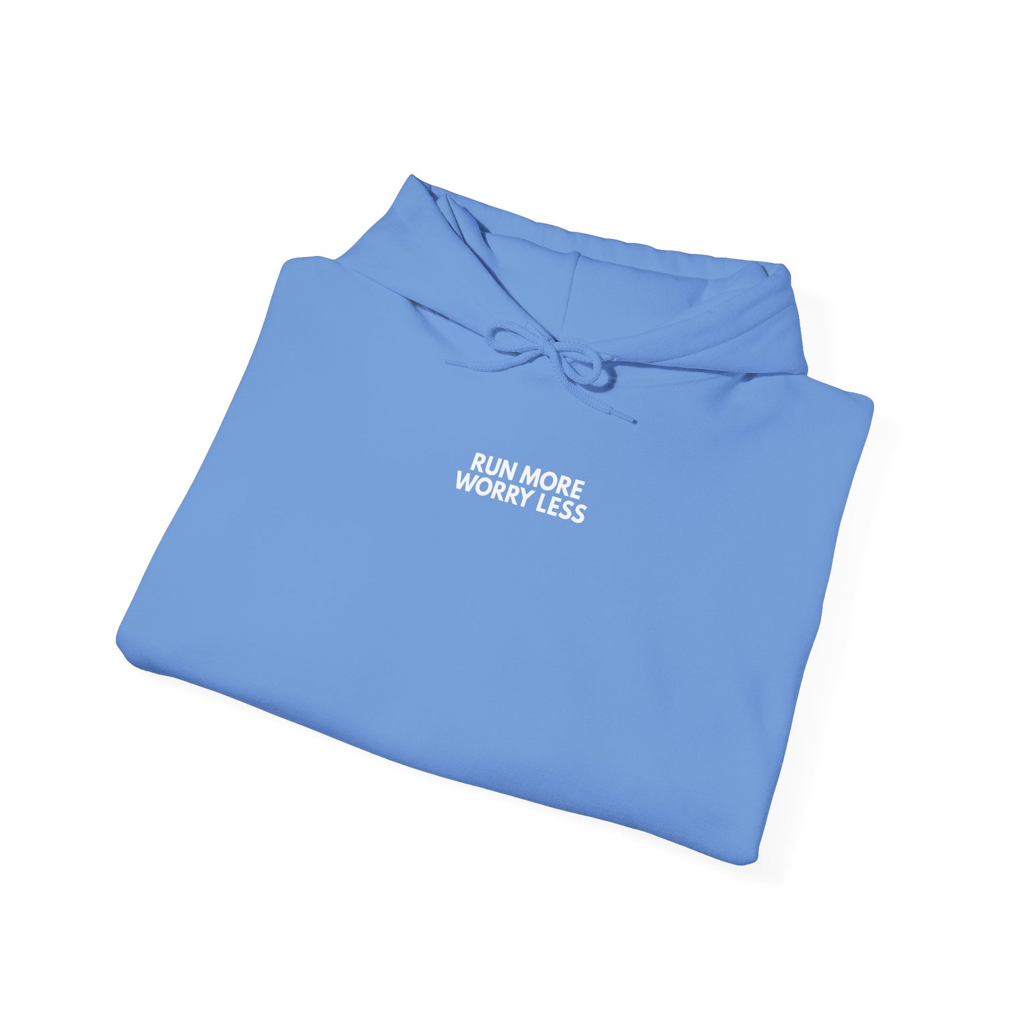 Run More Worry Less Hoodie | Minimalist Running Sweatshirt | Gildan Heavy Blend