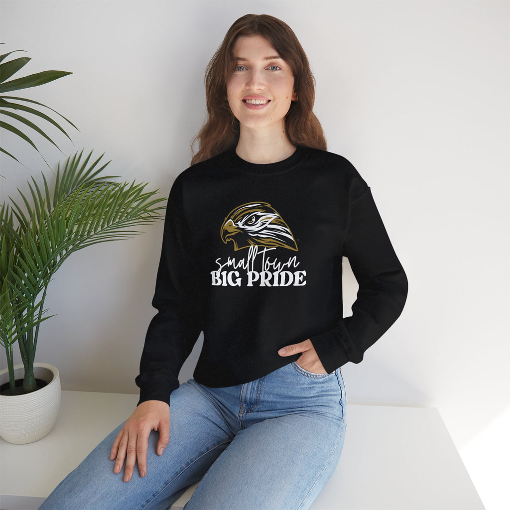 Small Town Big Pride Sweatshirt – Horace Hawks Mascot Crewneck – Gildan Unisex Heavy Blend – Small Town Spirit Wear – School Pride Pullover