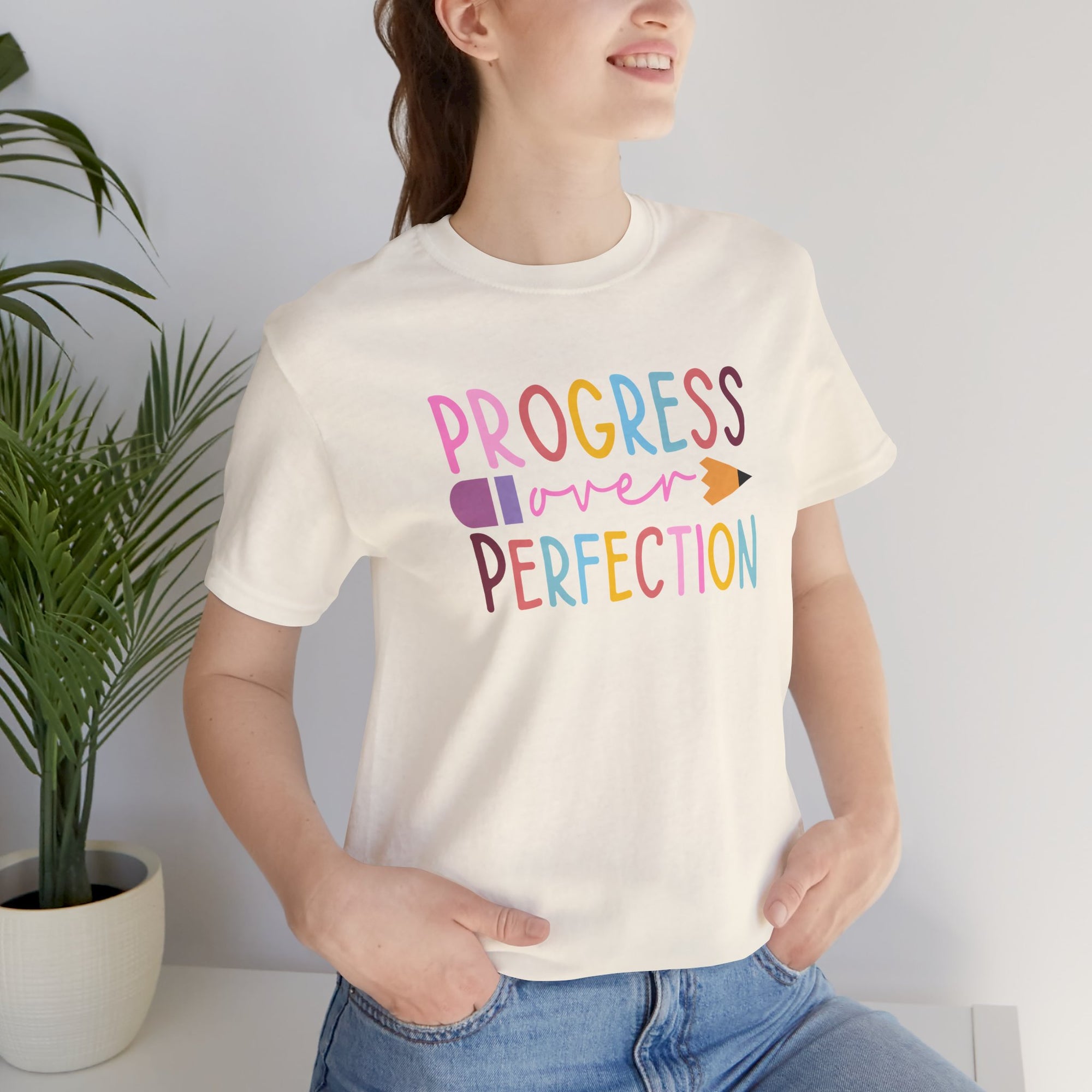 Progress Over Perfection Teacher Tee, Bella and Canvas Unisex Tee