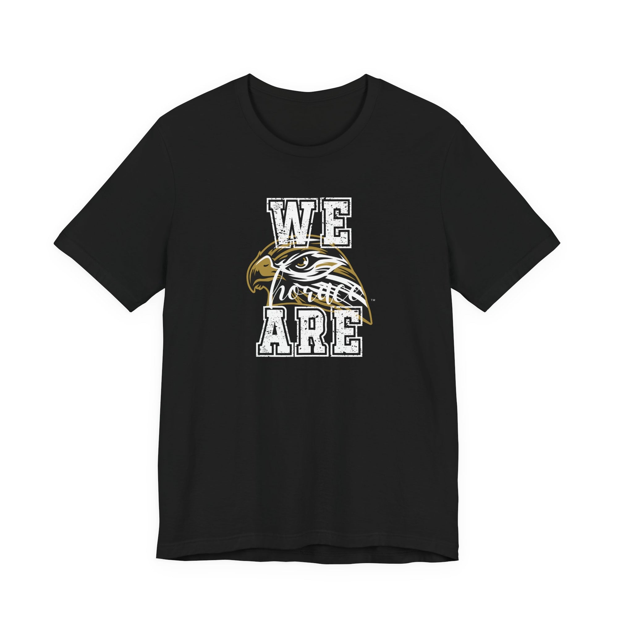 We Are Horace Hawks T-Shirt | Bella + Canvas 3001 Unisex Tee | School Spirit Shirt | Game Day Graphic Tee | Black Distressed Design | Teacher or Fan Shirt
