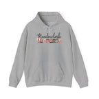 Meadowlark Leopards Hoodie – Pink Mock Glitter & Leopard Print Design with Bow | Gildan Heavy Blend Hooded Sweatshirt | School Spirit Wear