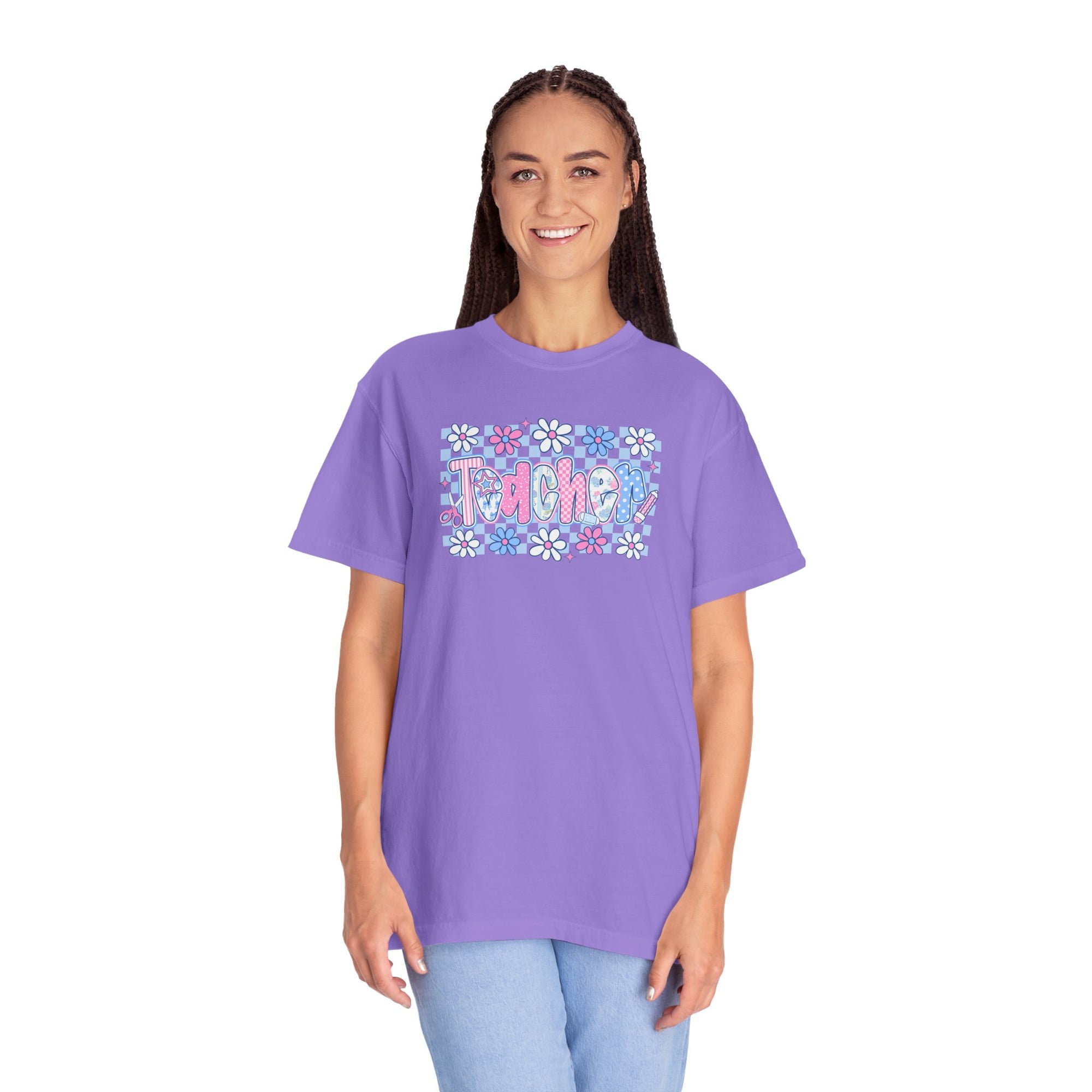 Checkered Teacher T-Shirt - Comfort Colors 1717 Unisex Garment-Dyed
