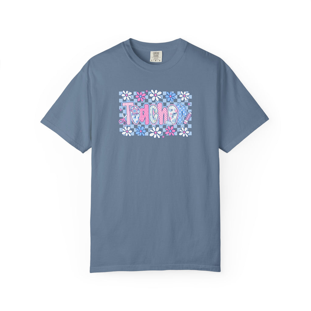 Checkered Teacher T-Shirt - Comfort Colors 1717 Unisex Garment-Dyed