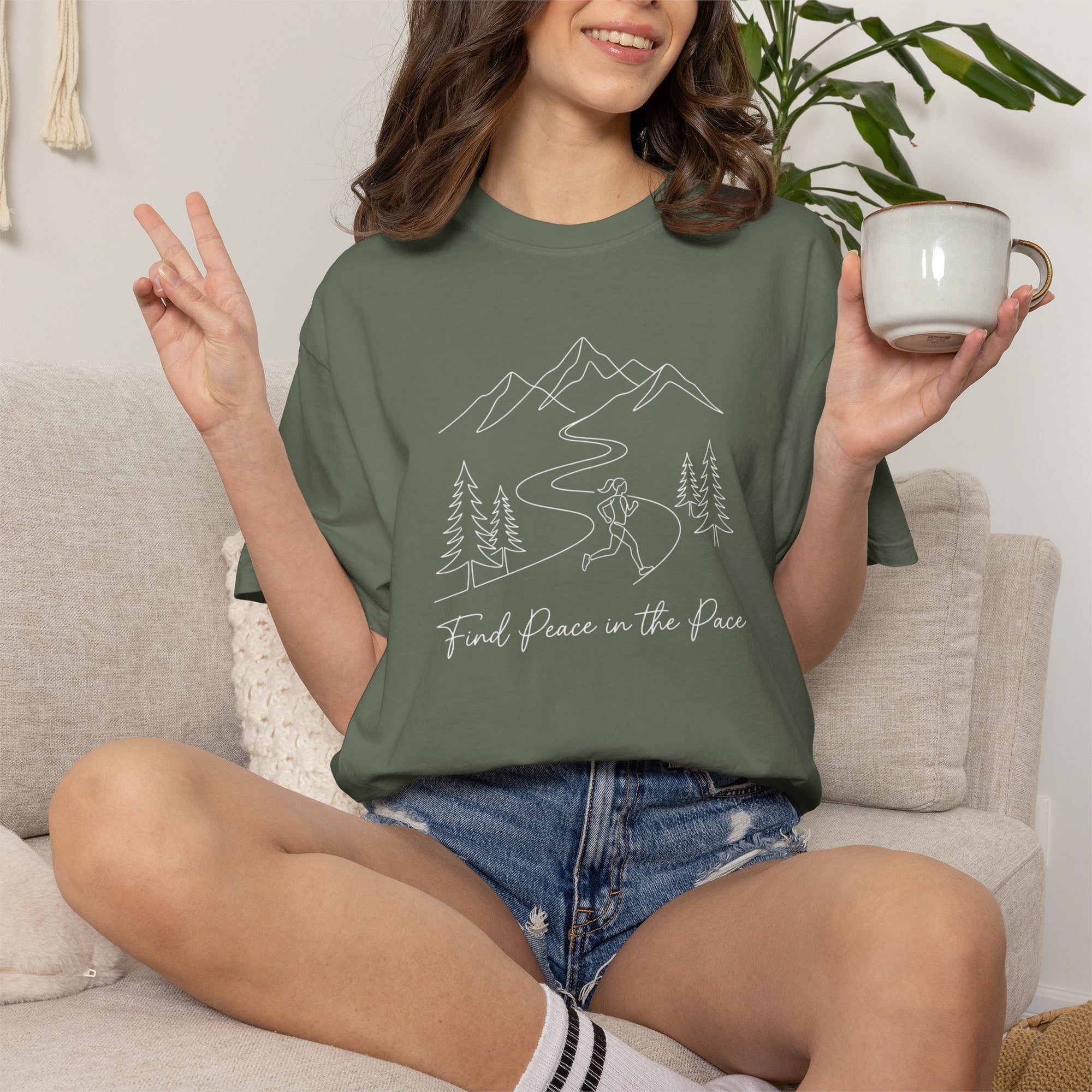 Find Peace in the Pace T-Shirt - Minimalist Running Tee - Comfort Colors 1717