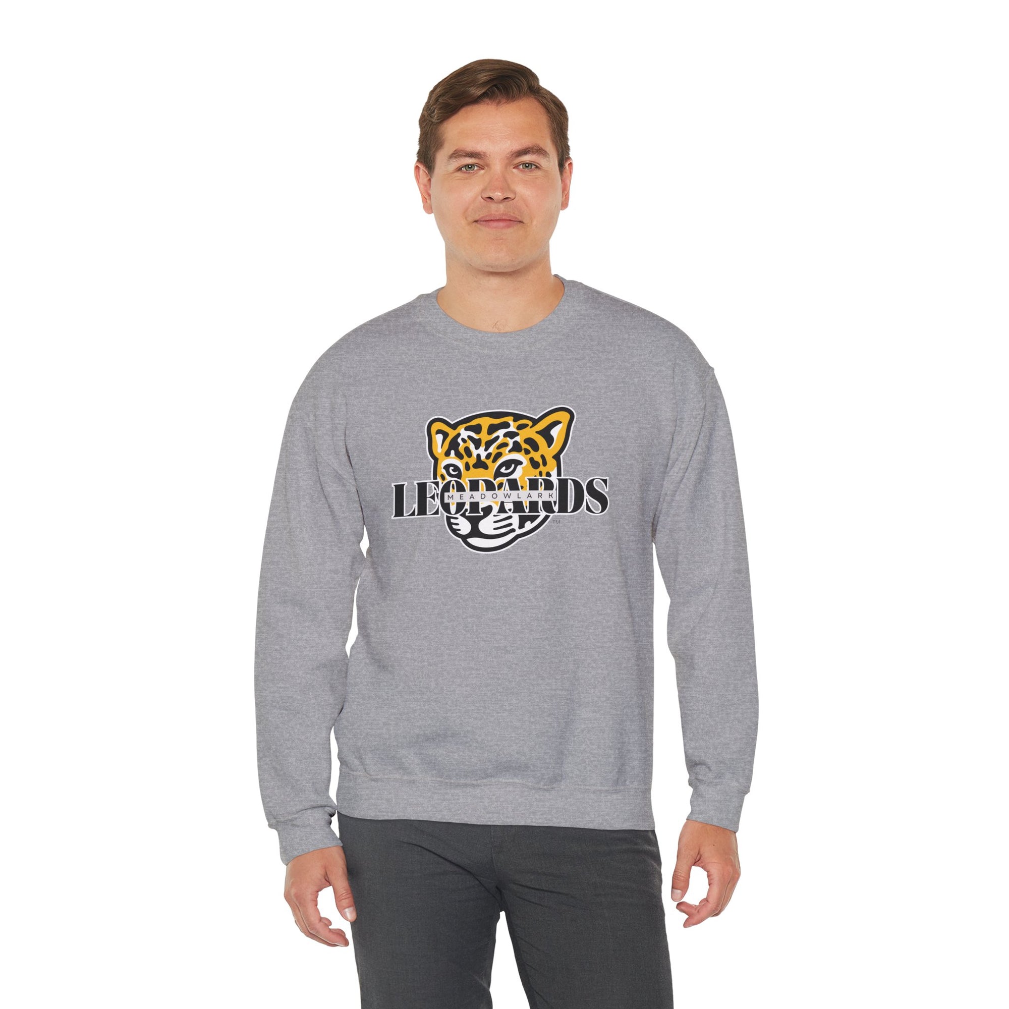 Meadowlark Leopards Crewneck Sweatshirt | Gildan 18000 Unisex Heavy Blend | School Spirit Wear | Teacher Apparel