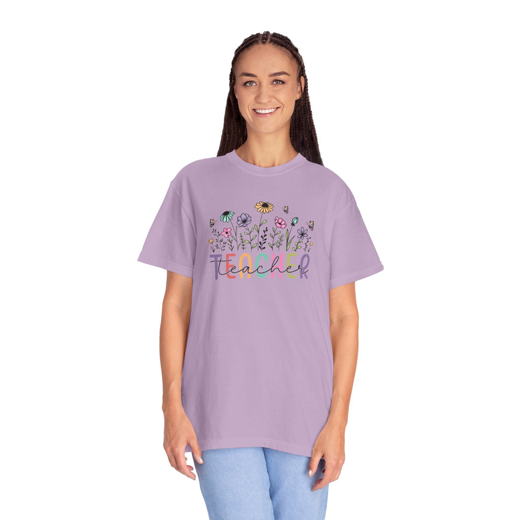 Floral Teacher T-Shirt Comfort Colors 1717