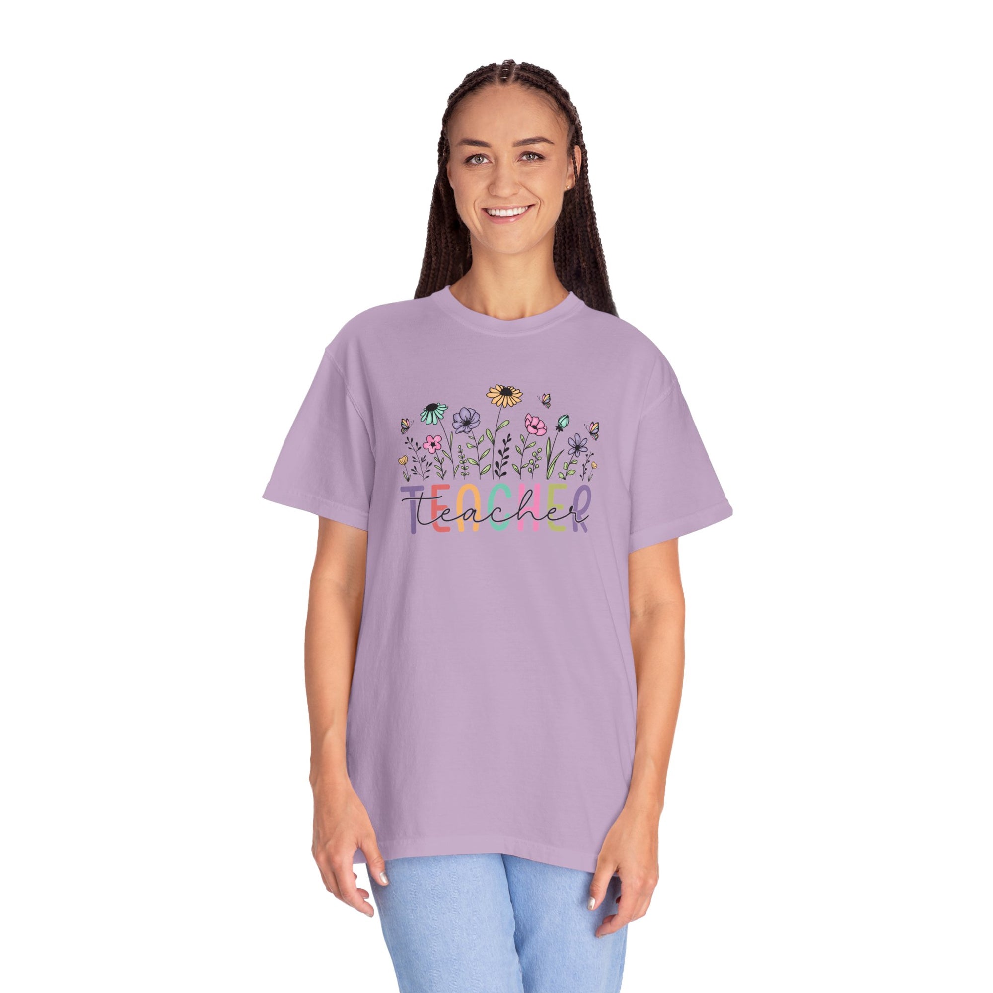 Floral Teacher T-Shirt Comfort Colors 1717