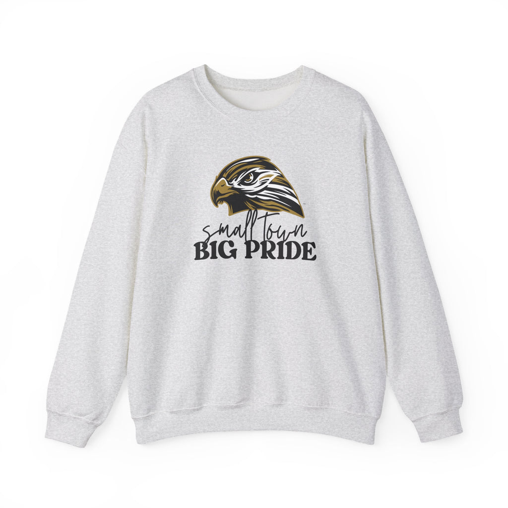 Small Town Big Pride Sweatshirt – Horace Hawks Mascot Crewneck – Gildan Unisex Heavy Blend – Small Town Spirit Wear – School Pride Pullover