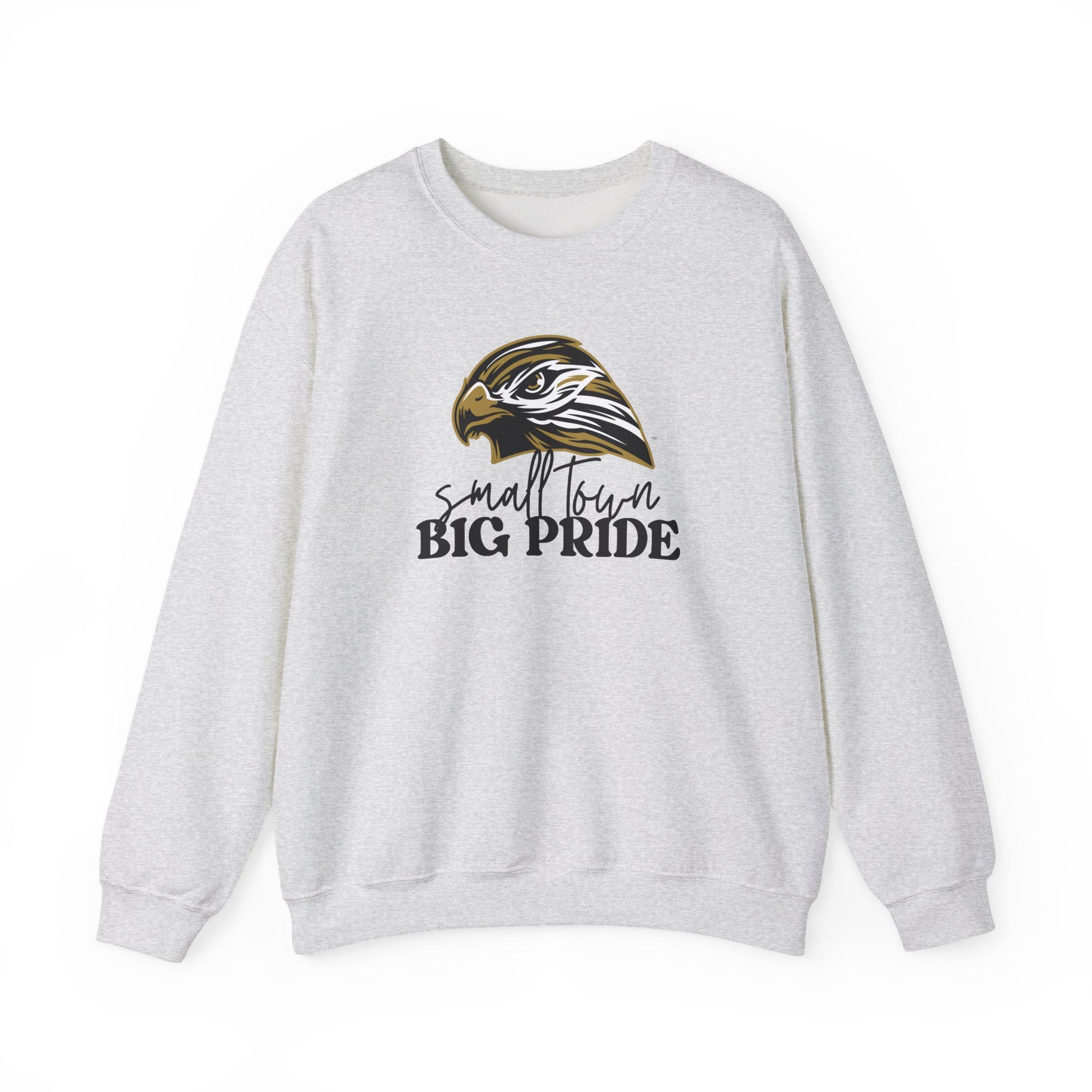 Small Town Big Pride Sweatshirt – Horace Hawks Mascot Crewneck – Gildan Unisex Heavy Blend – Small Town Spirit Wear – School Pride Pullover