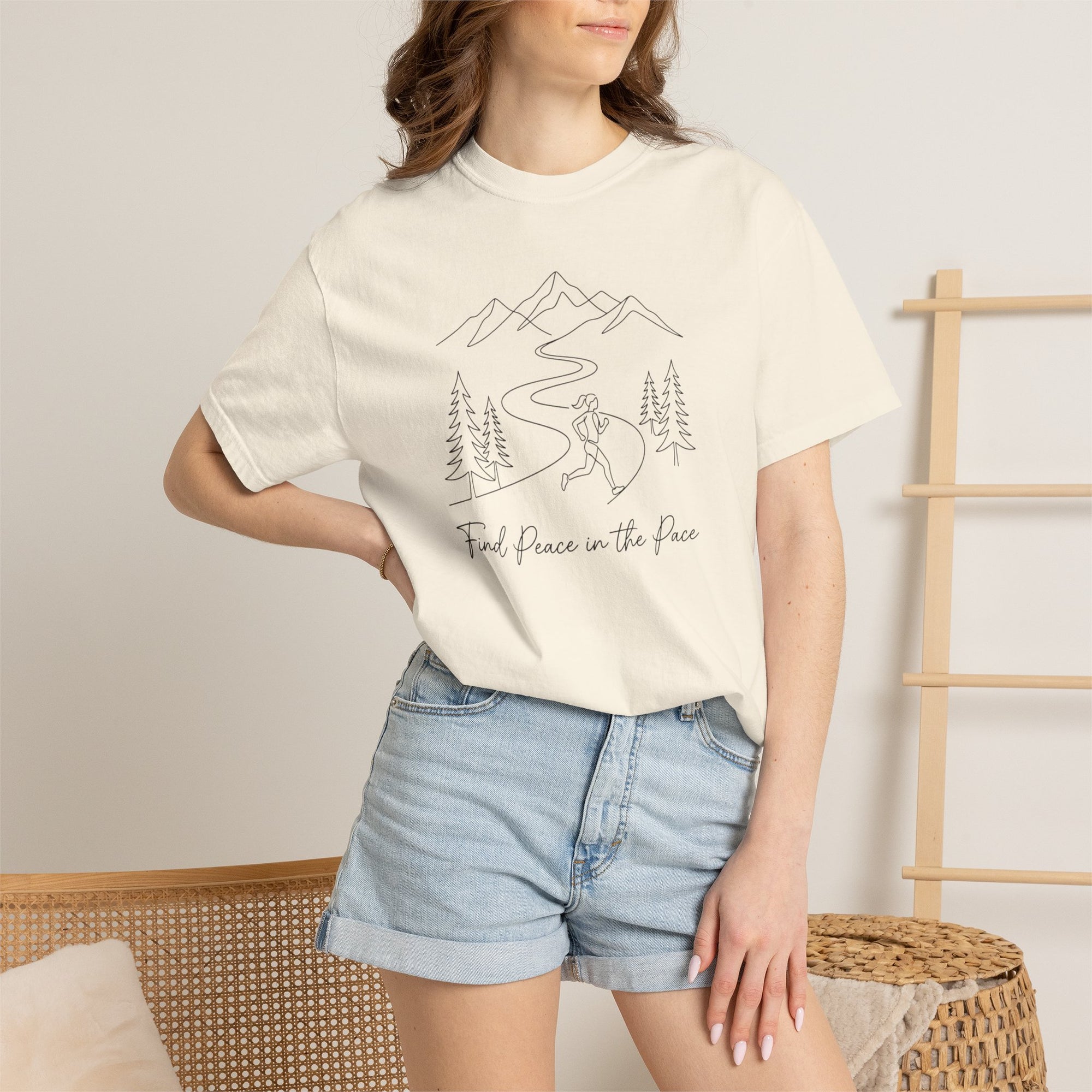 Find Peace in the Pace T-Shirt - Minimalist Running Tee - Comfort Colors 1717