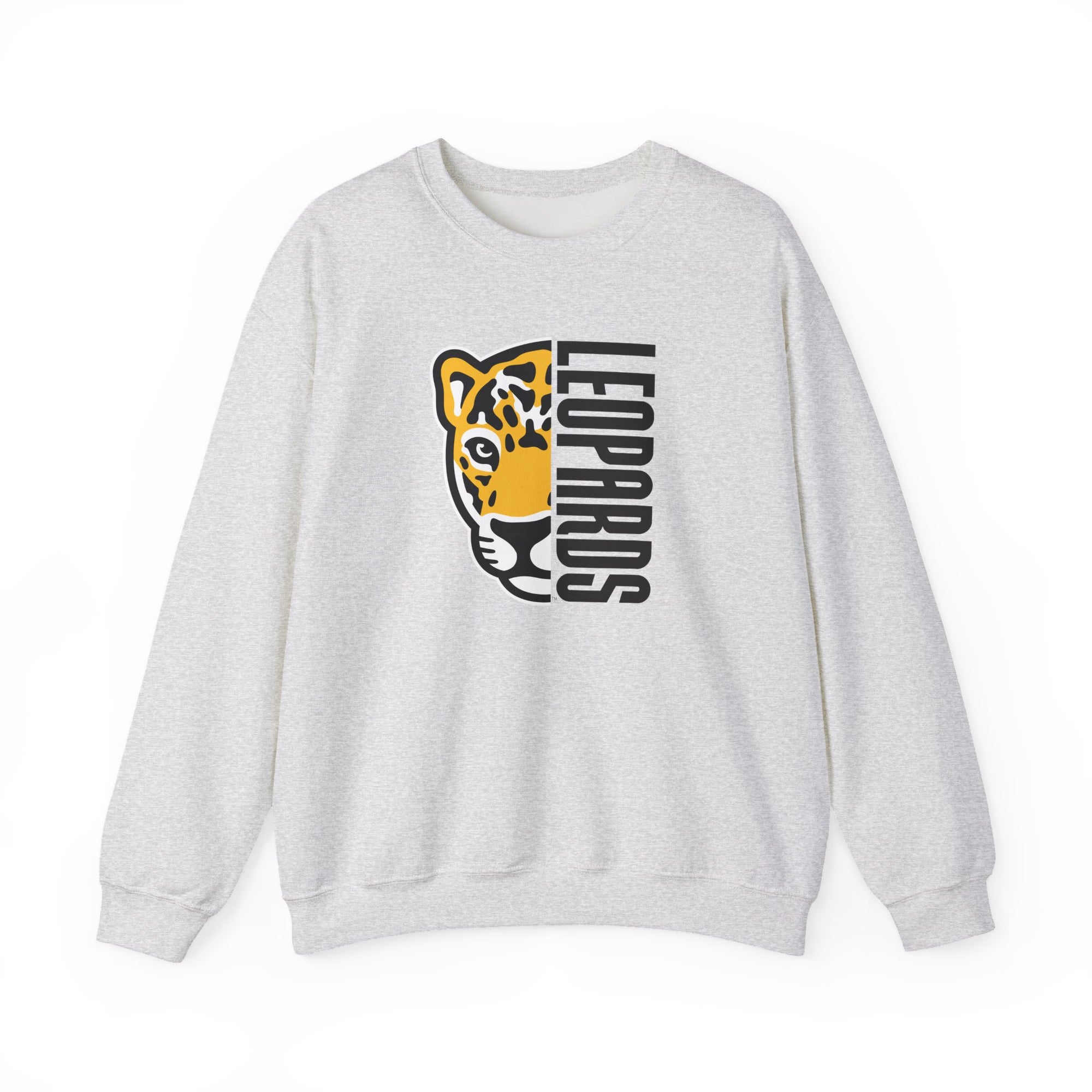 Leopards Mascot Crewneck Sweatshirt | Gildan Unisex Heavy Blend | School Spirit Wear | Teacher & Student Spirit Apparel