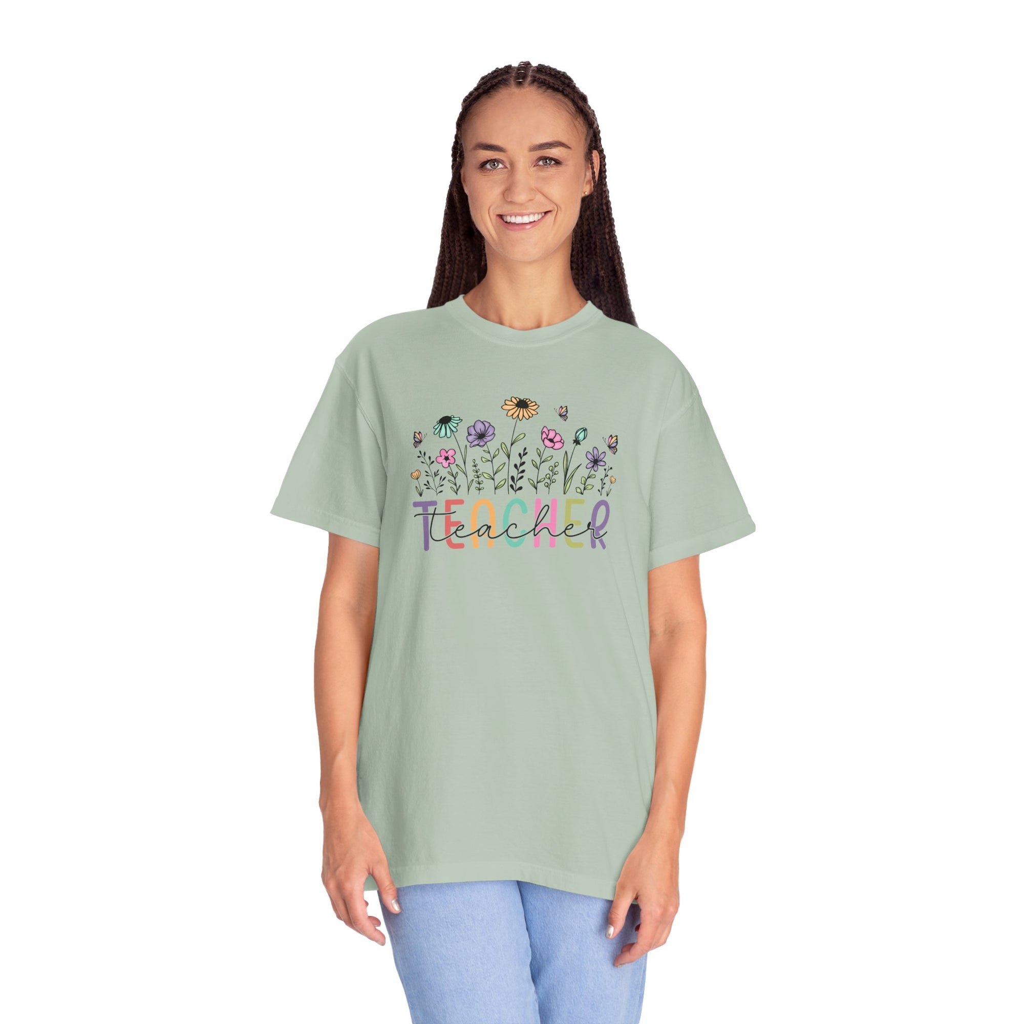 Floral Teacher T-Shirt Comfort Colors 1717