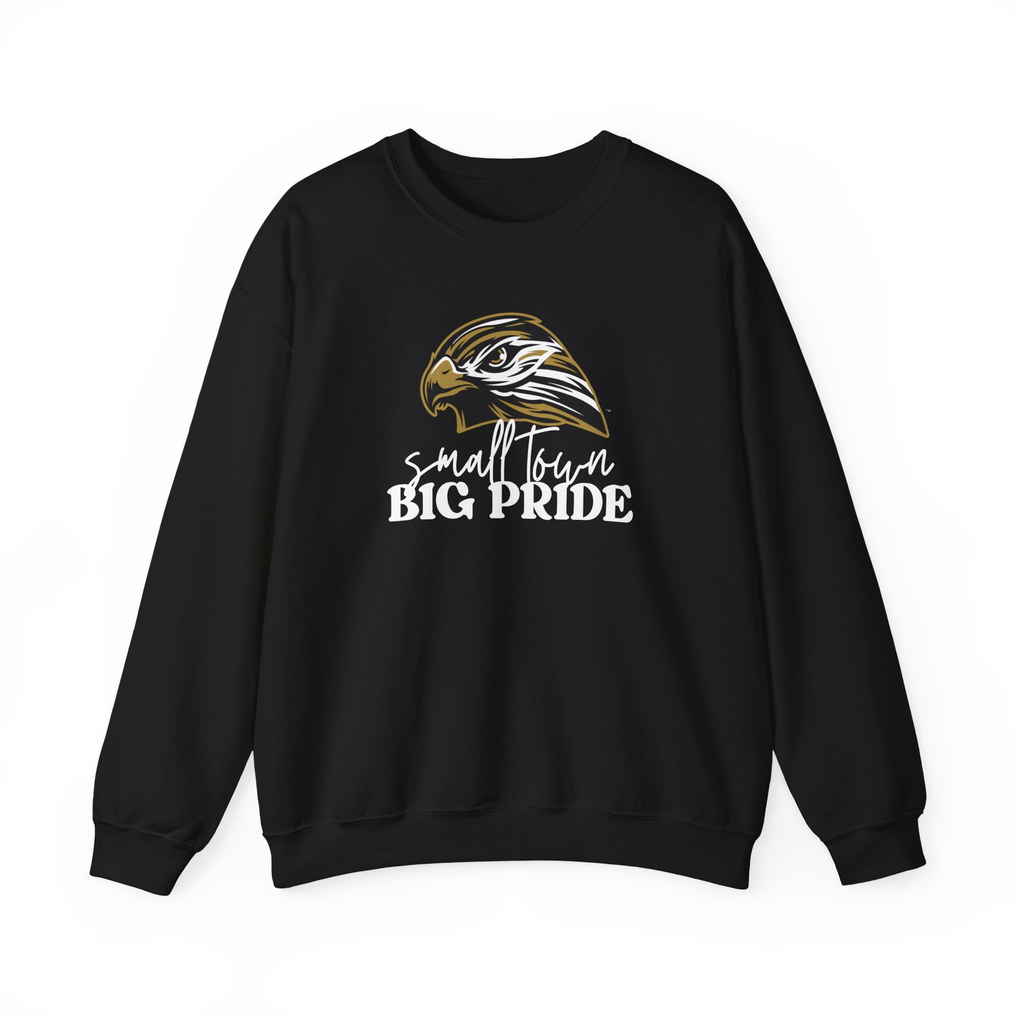 Small Town Big Pride Sweatshirt – Horace Hawks Mascot Crewneck – Gildan Unisex Heavy Blend – Small Town Spirit Wear – School Pride Pullover