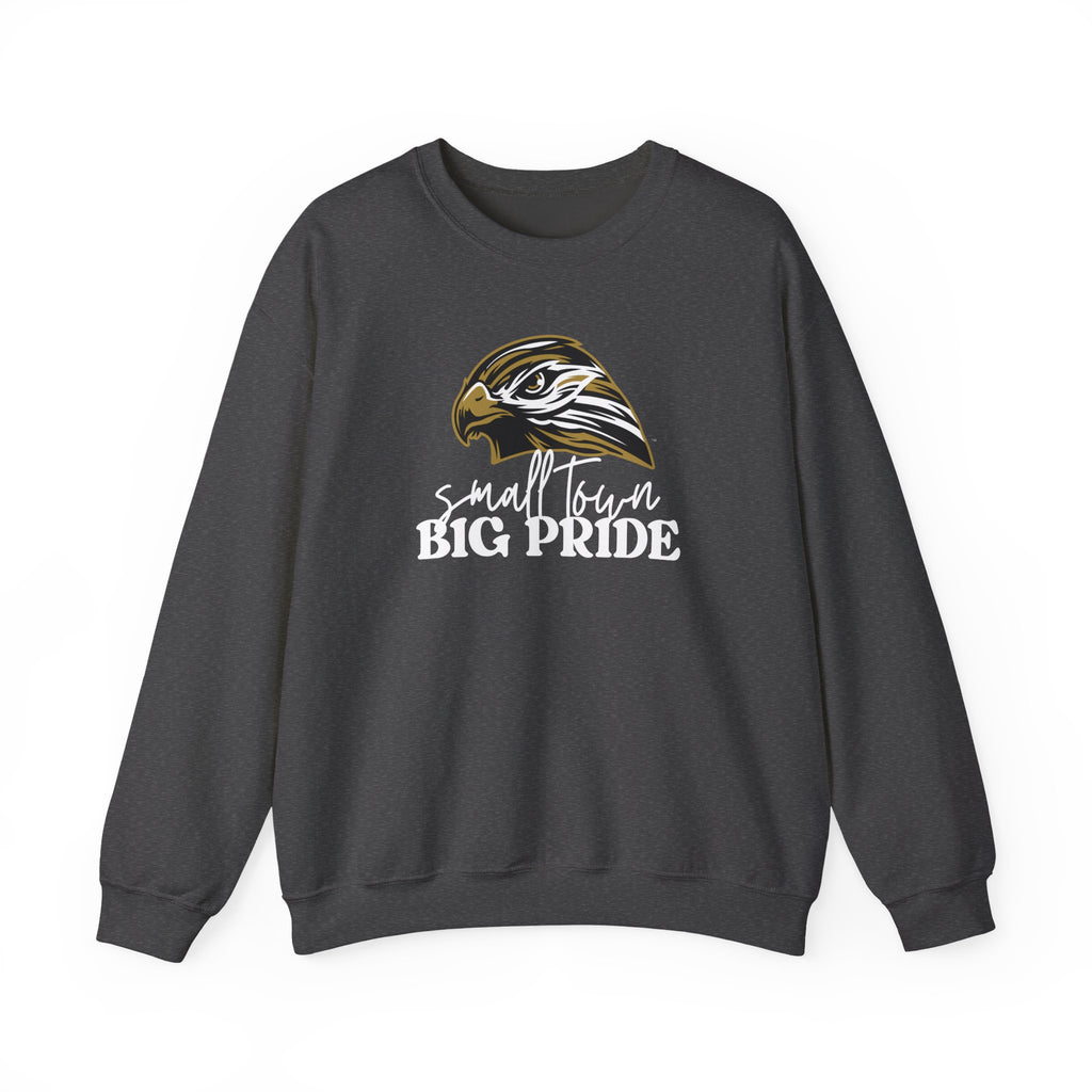 Small Town Big Pride Sweatshirt – Horace Hawks Mascot Crewneck – Gildan Unisex Heavy Blend – Small Town Spirit Wear – School Pride Pullover