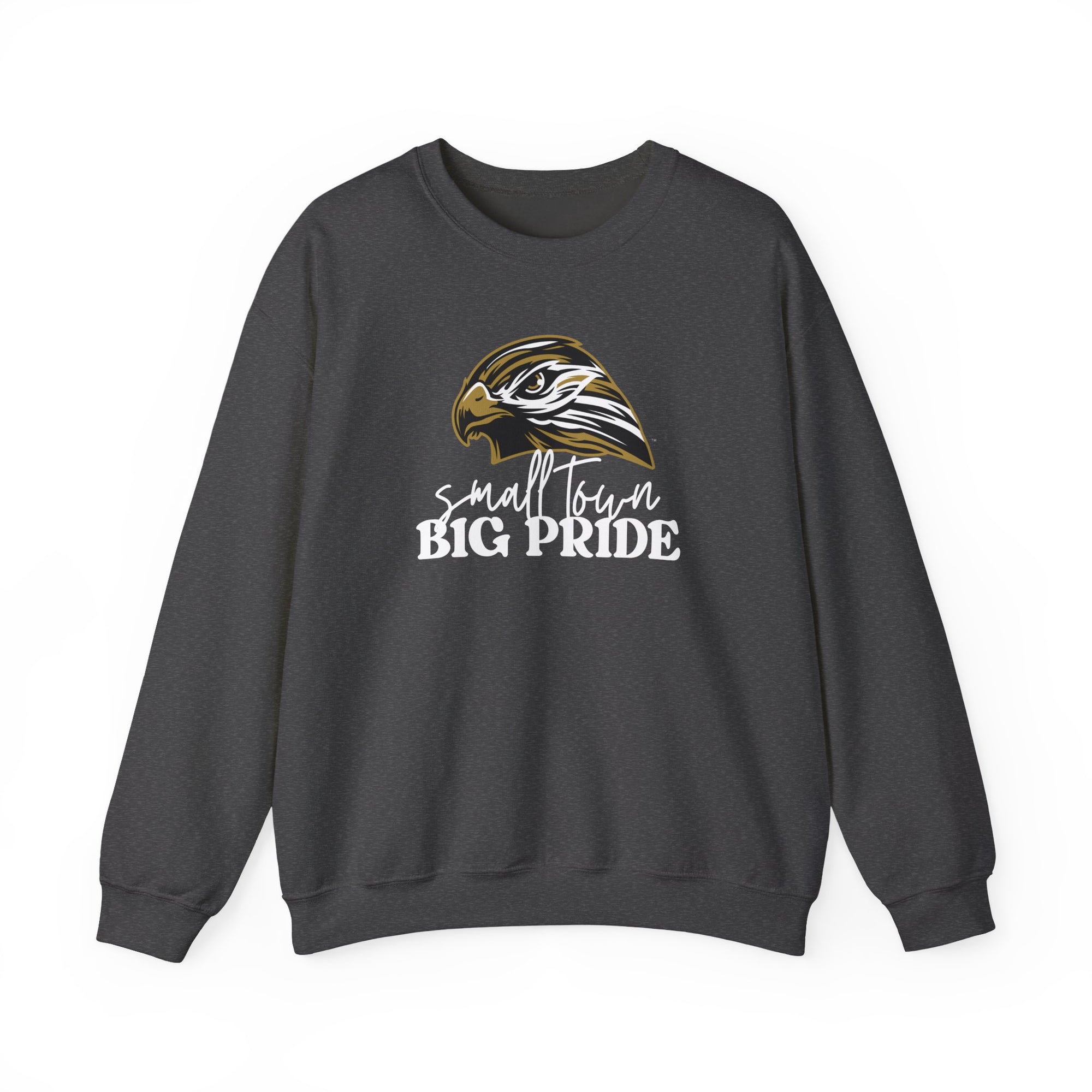 Small Town Big Pride Sweatshirt – Horace Hawks Mascot Crewneck – Gildan Unisex Heavy Blend – Small Town Spirit Wear – School Pride Pullover