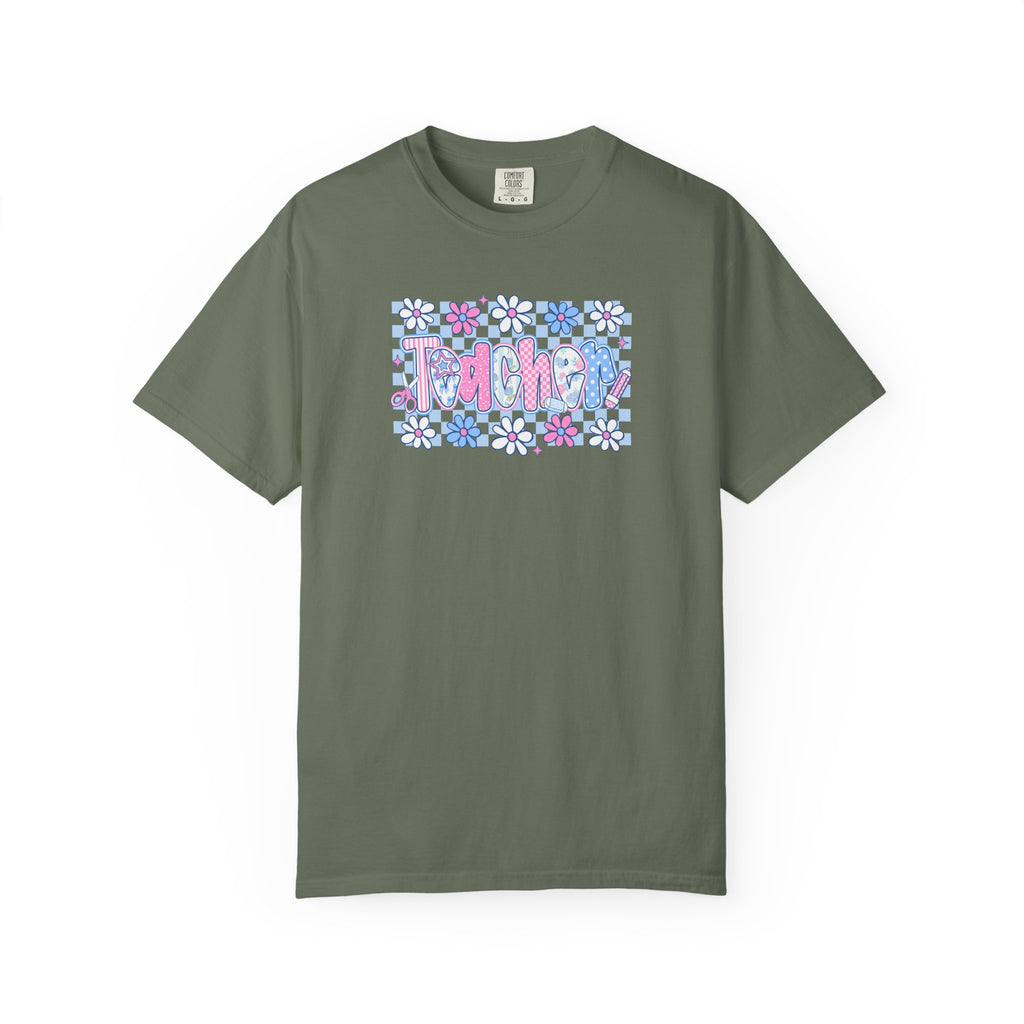 Checkered Teacher T-Shirt - Comfort Colors 1717 Unisex Garment-Dyed
