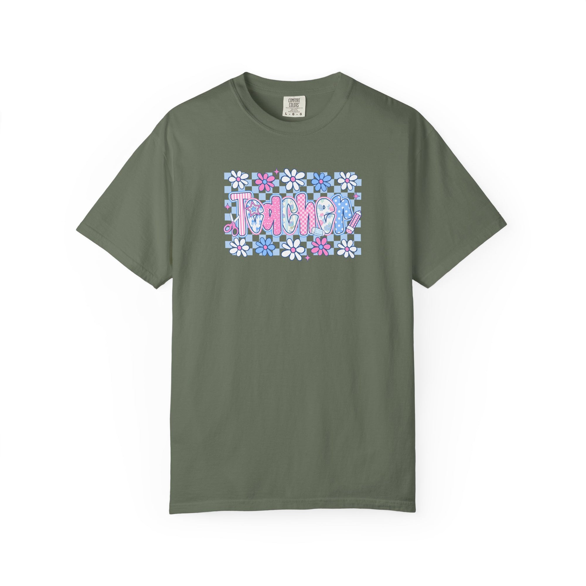 Checkered Teacher T-Shirt - Comfort Colors 1717 Unisex Garment-Dyed