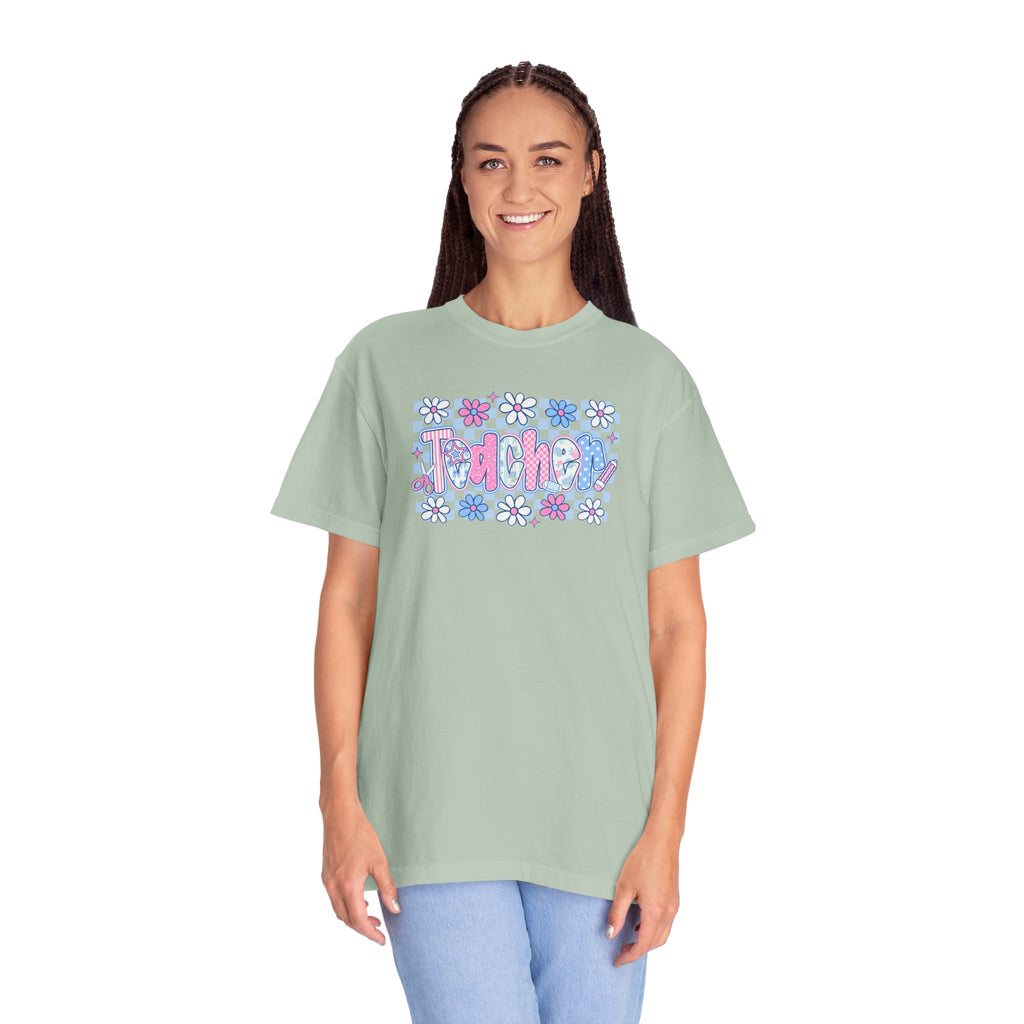 Checkered Teacher T-Shirt - Comfort Colors 1717 Unisex Garment-Dyed