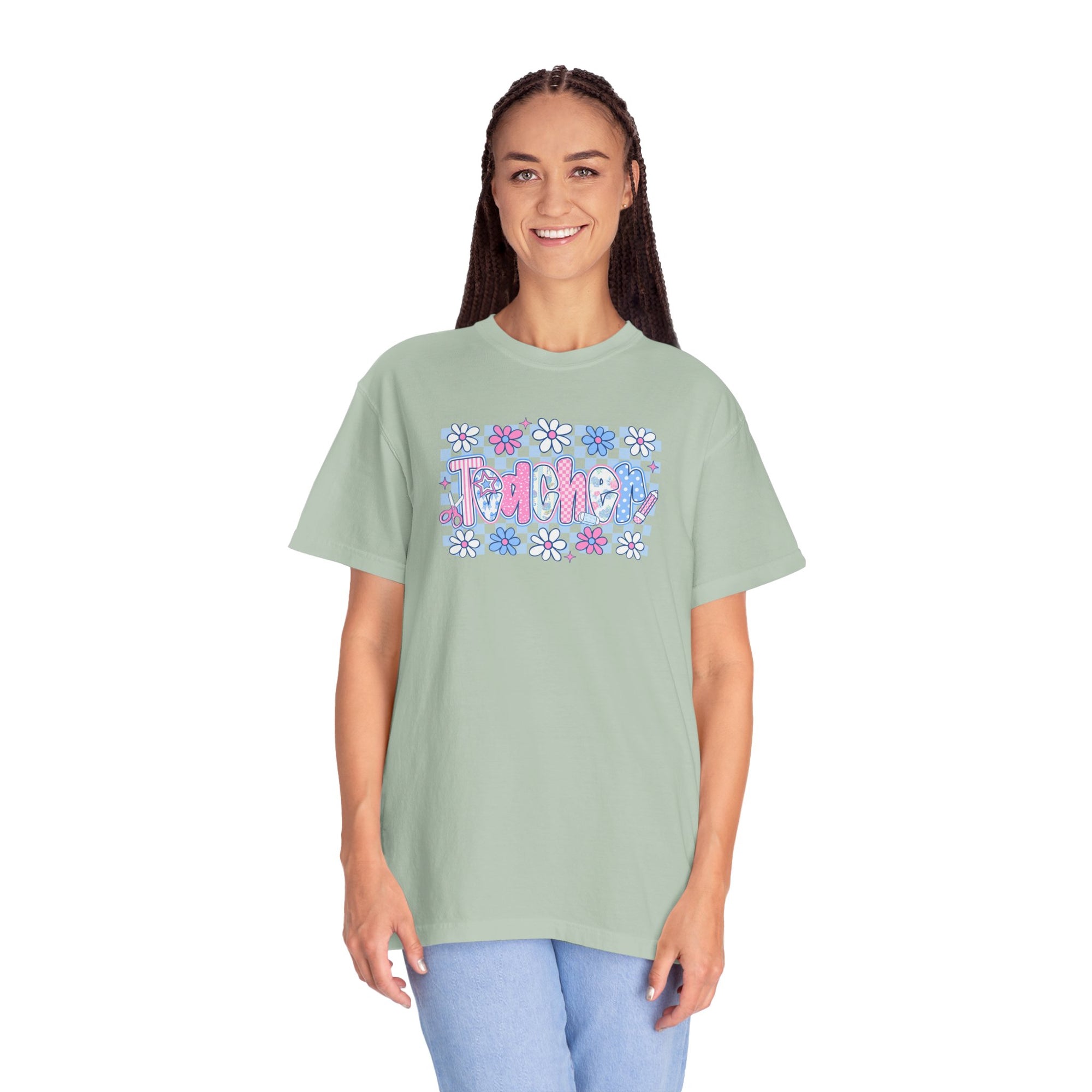 Checkered Teacher T-Shirt - Comfort Colors 1717 Unisex Garment-Dyed