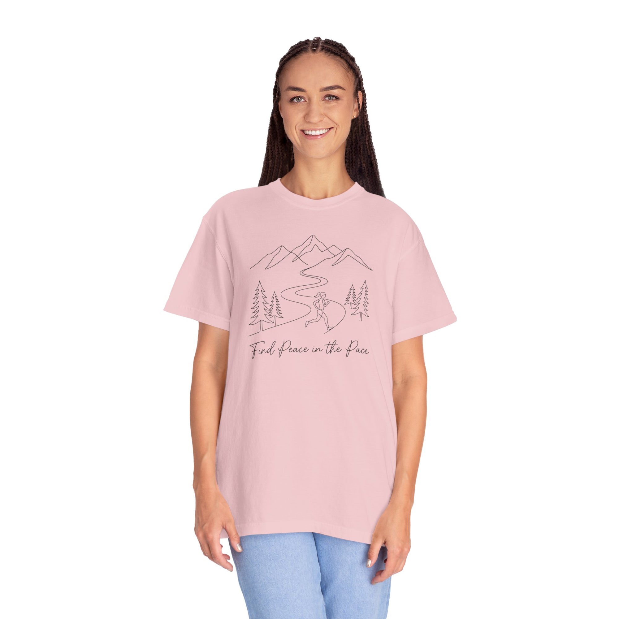 Find Peace in the Pace T-Shirt - Minimalist Running Tee - Comfort Colors 1717