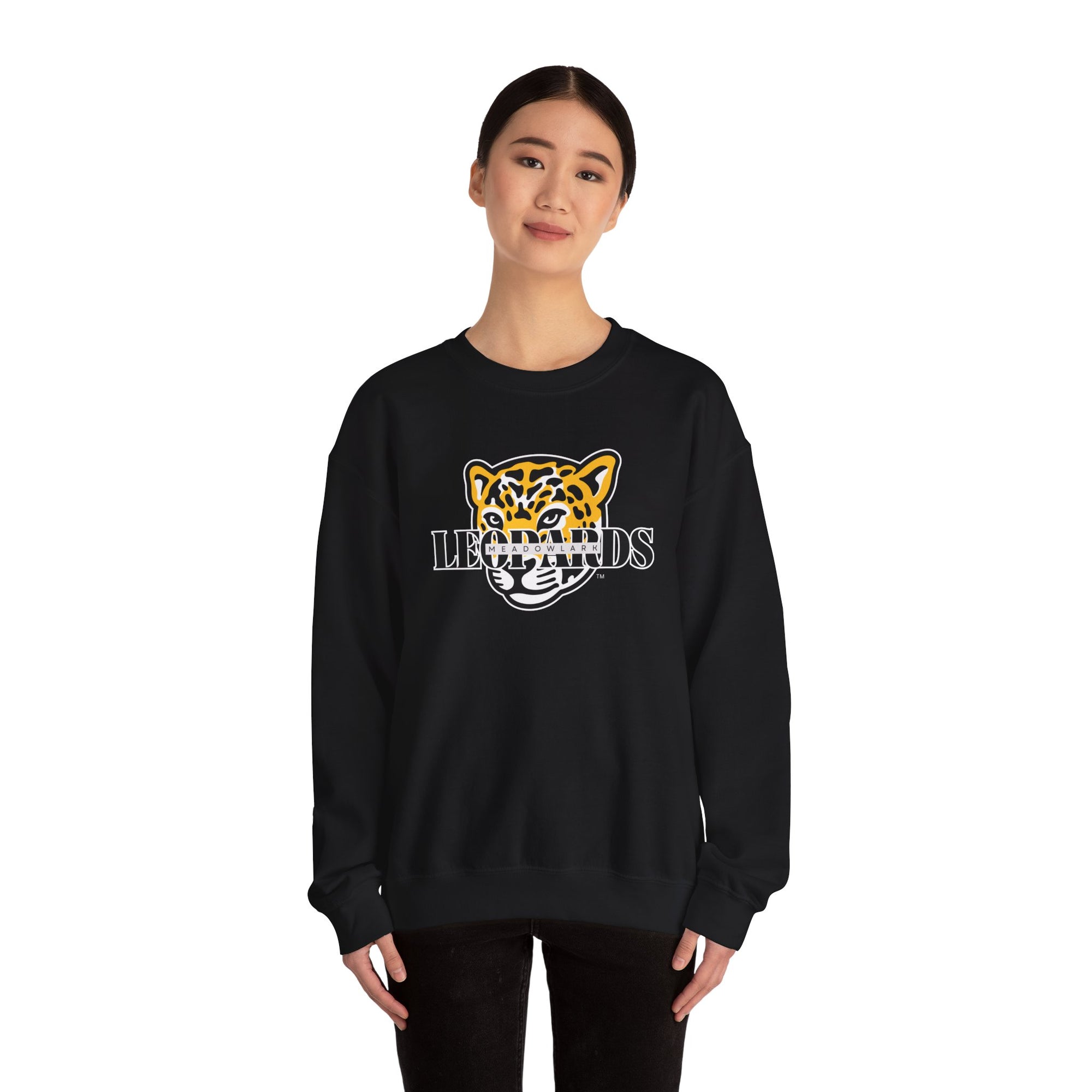 Meadowlark Leopards Crewneck Sweatshirt | Gildan 18000 Unisex Heavy Blend | School Spirit Wear | Teacher Apparel