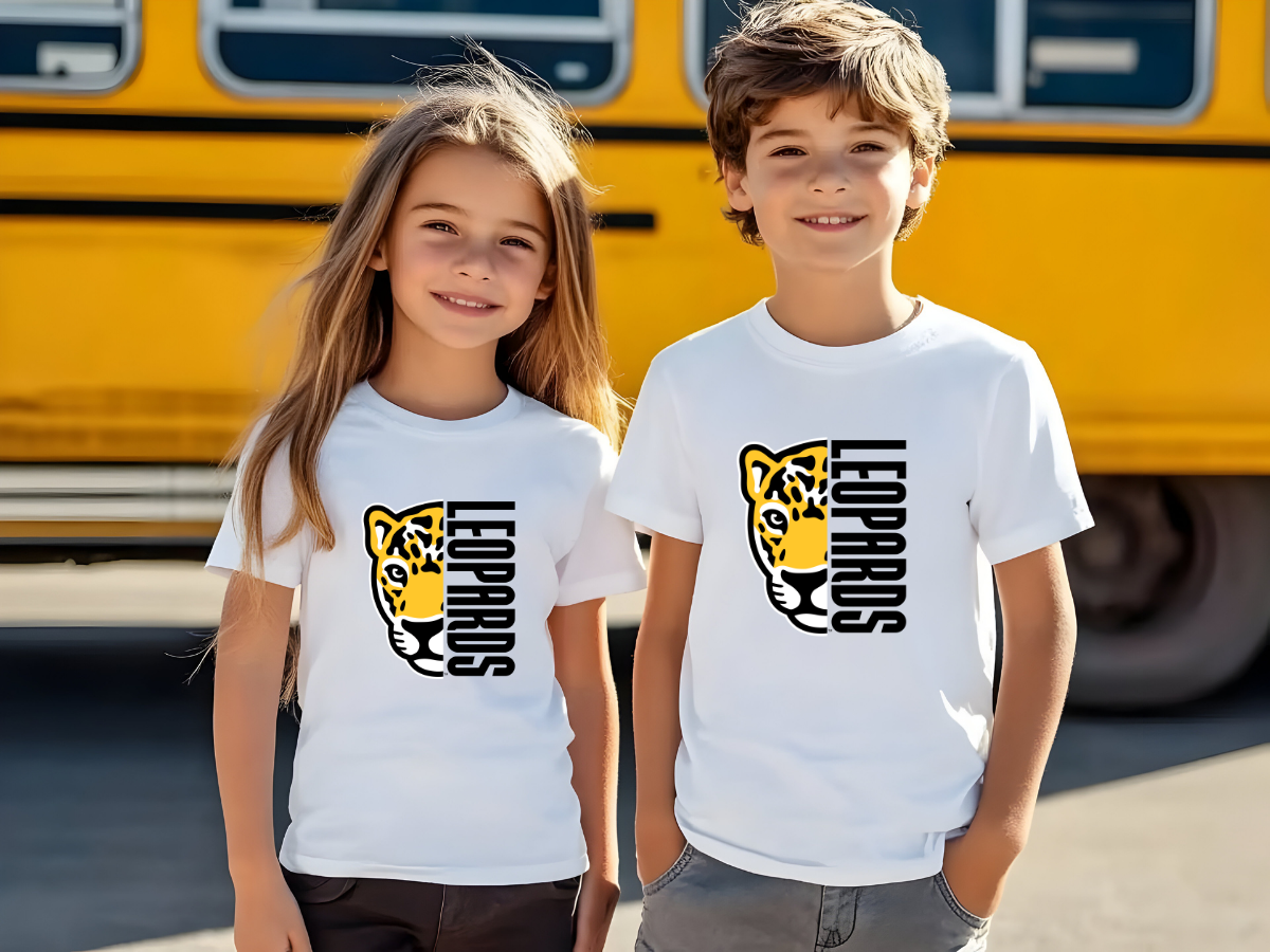 Meadowlark Leopard Youth Tee, Fun Graphic Shirt for Kids, School Mascot Tshirt