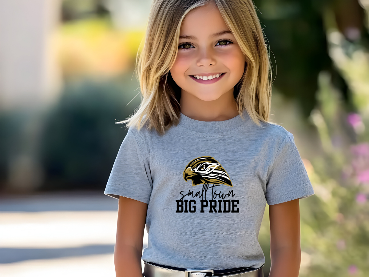 LOCAL PICK UP- Small Town Big Pride Hawk Youth T-Shirt – Youth Bella & Canvas Soft Tee for Kids