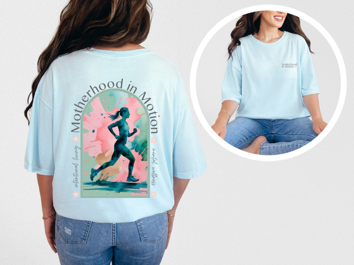 🌸 Motherhood in Motion 🏃‍♀️Comfort Colors 1717 T-Shirt  | Running Mom Mental Wellness Tee 💗