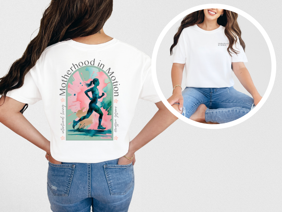🌸 Motherhood in Motion 🏃‍♀️Comfort Colors 1717 T-Shirt  | Running Mom Mental Wellness Tee 💗