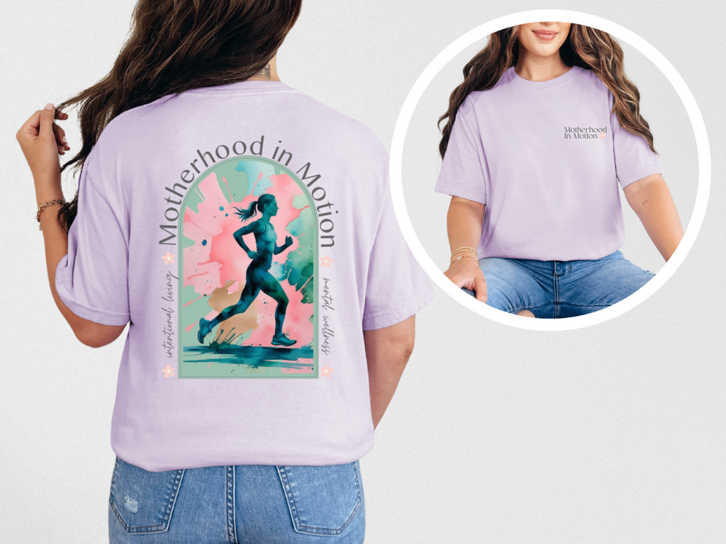 🌸 Motherhood in Motion 🏃‍♀️Comfort Colors 1717 T-Shirt  | Running Mom Mental Wellness Tee 💗