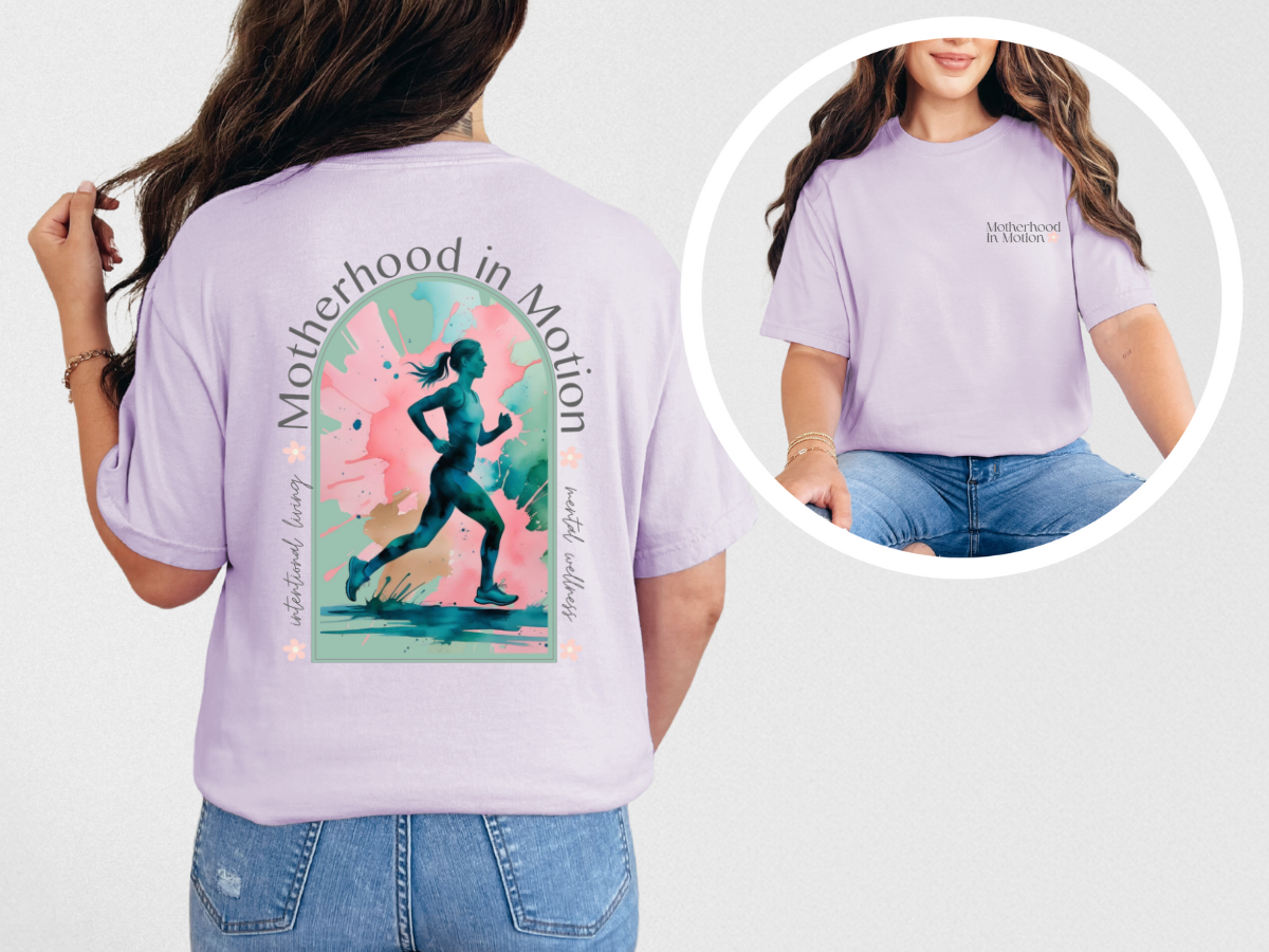 🌸 Motherhood in Motion 🏃‍♀️Comfort Colors 1717 T-Shirt  | Running Mom Mental Wellness Tee 💗