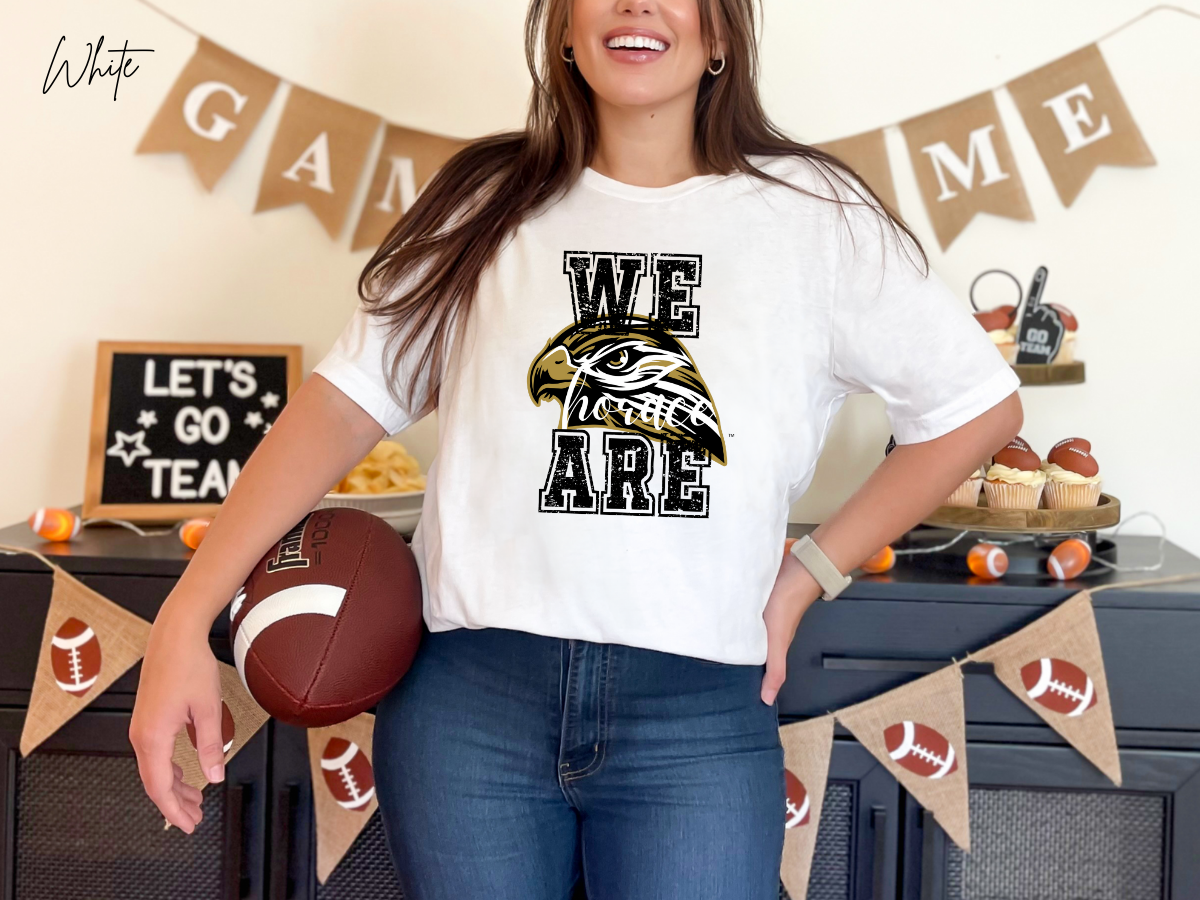 We Are Horace Hawks T-Shirt | Bella + Canvas 3001 Unisex Tee | School Spirit Shirt | Game Day Graphic Tee | Black Distressed Design | Teacher or Fan Shirt