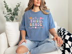 Third Grade Groovy Checkered Shirt - Comfort Colors 1717 Teacher Shirt - Back to School Tee - Retro Teacher Gift
