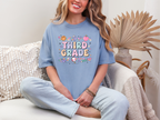 Third Grade Groovy Checkered Shirt - Comfort Colors 1717 Teacher Shirt - Back to School Tee - Retro Teacher Gift