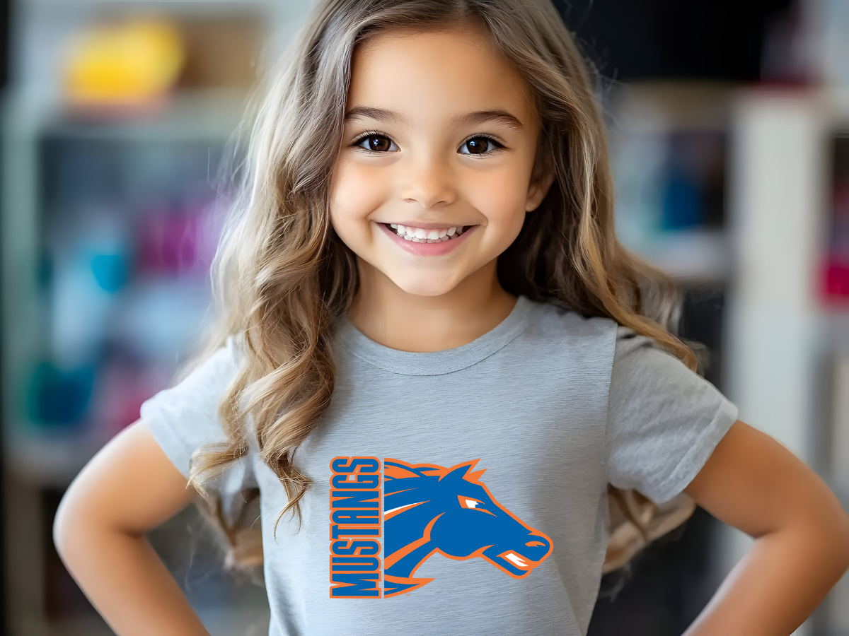 Sheyenne Mustangs Youth Tee, School Mascot Kids Bella & Canvas Shirt, Team Logo Children's Top, High School Team Clothing
