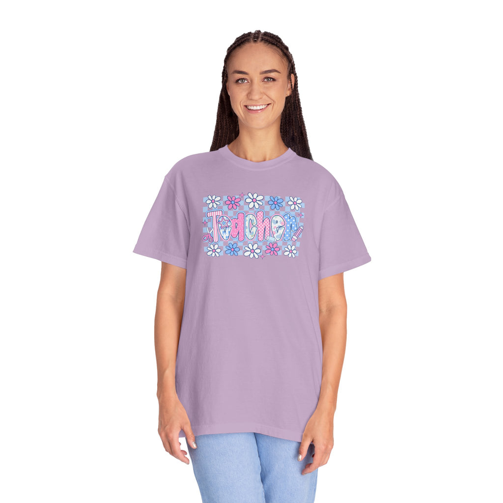 Checkered Teacher T-Shirt - Comfort Colors 1717 Unisex Garment-Dyed