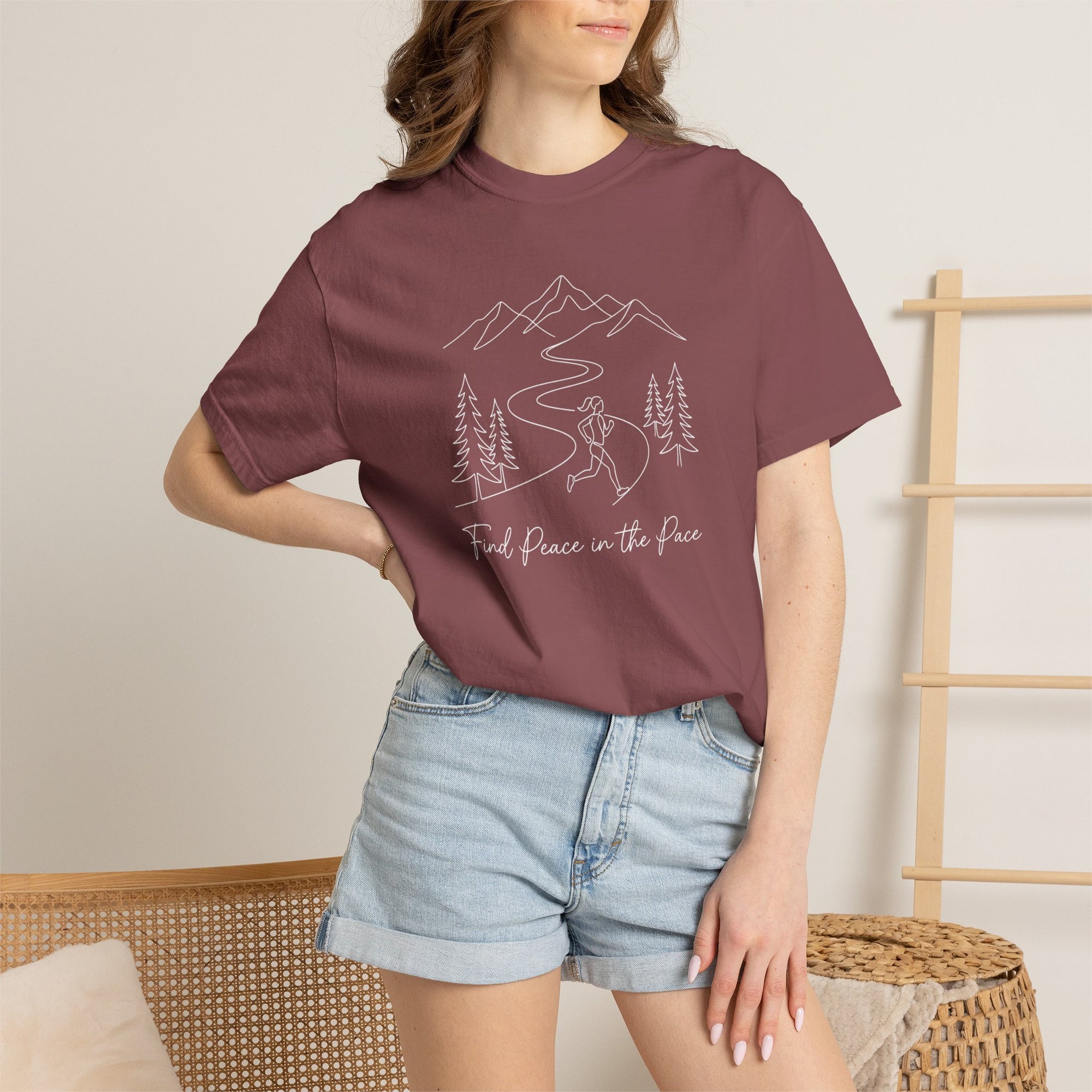 Find Peace in the Pace T-Shirt - Minimalist Running Tee - Comfort Colors 1717