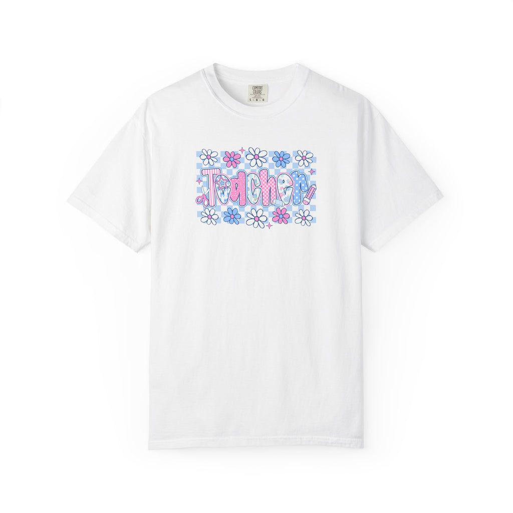 Checkered Teacher T-Shirt - Comfort Colors 1717 Unisex Garment-Dyed
