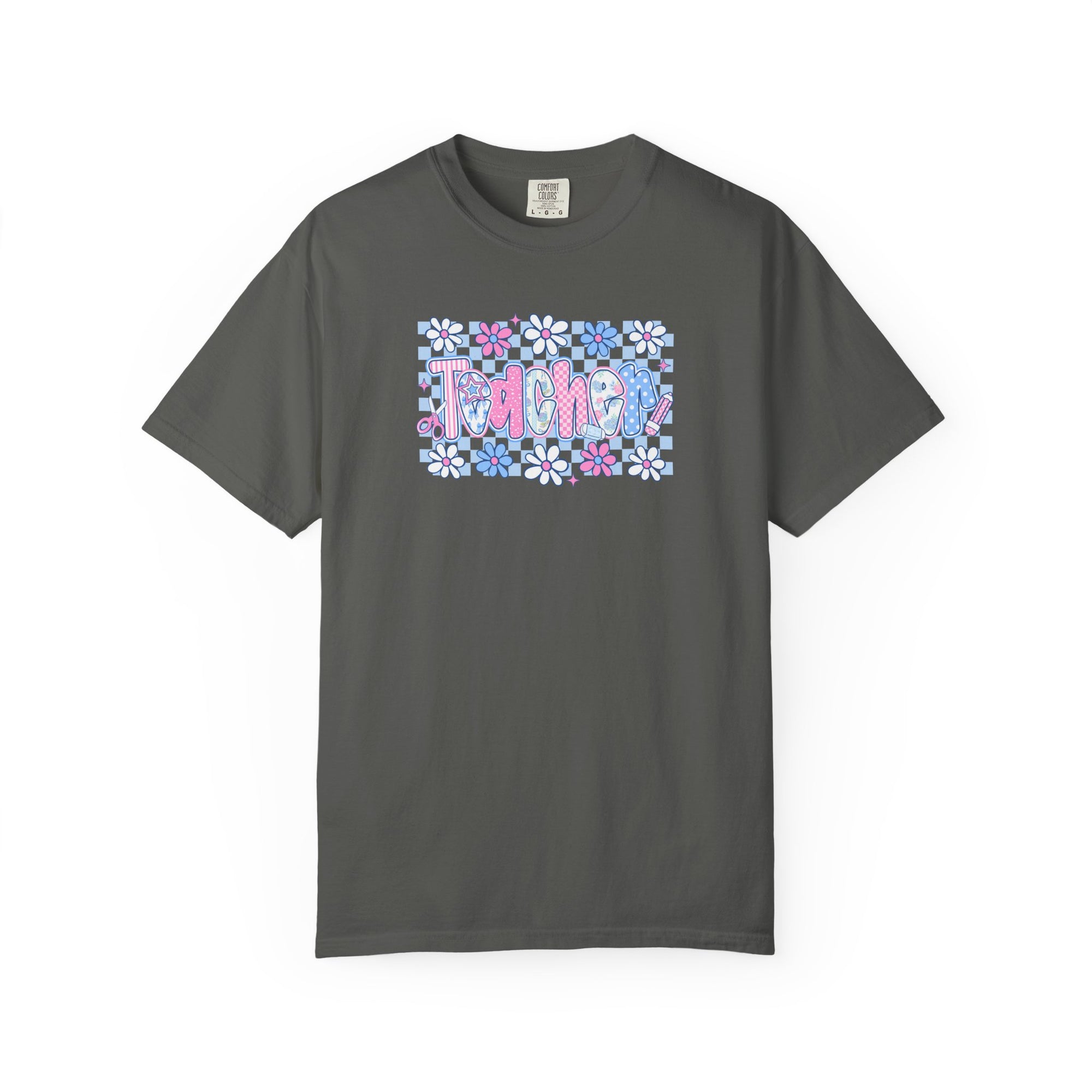 Checkered Teacher T-Shirt - Comfort Colors 1717 Unisex Garment-Dyed