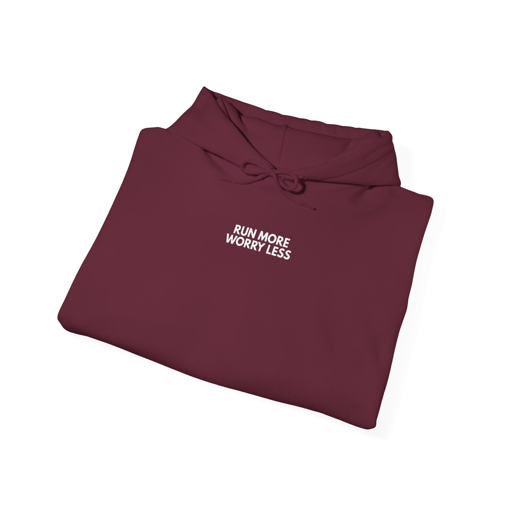 Run More Worry Less Hoodie | Minimalist Running Sweatshirt | Gildan Heavy Blend