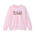 Meadowlark Leopards Crewneck Sweatshirt – Gildan Heavy Blend 18000 – Pink & Leopard Print School Spirit – Teacher Sweatshirt