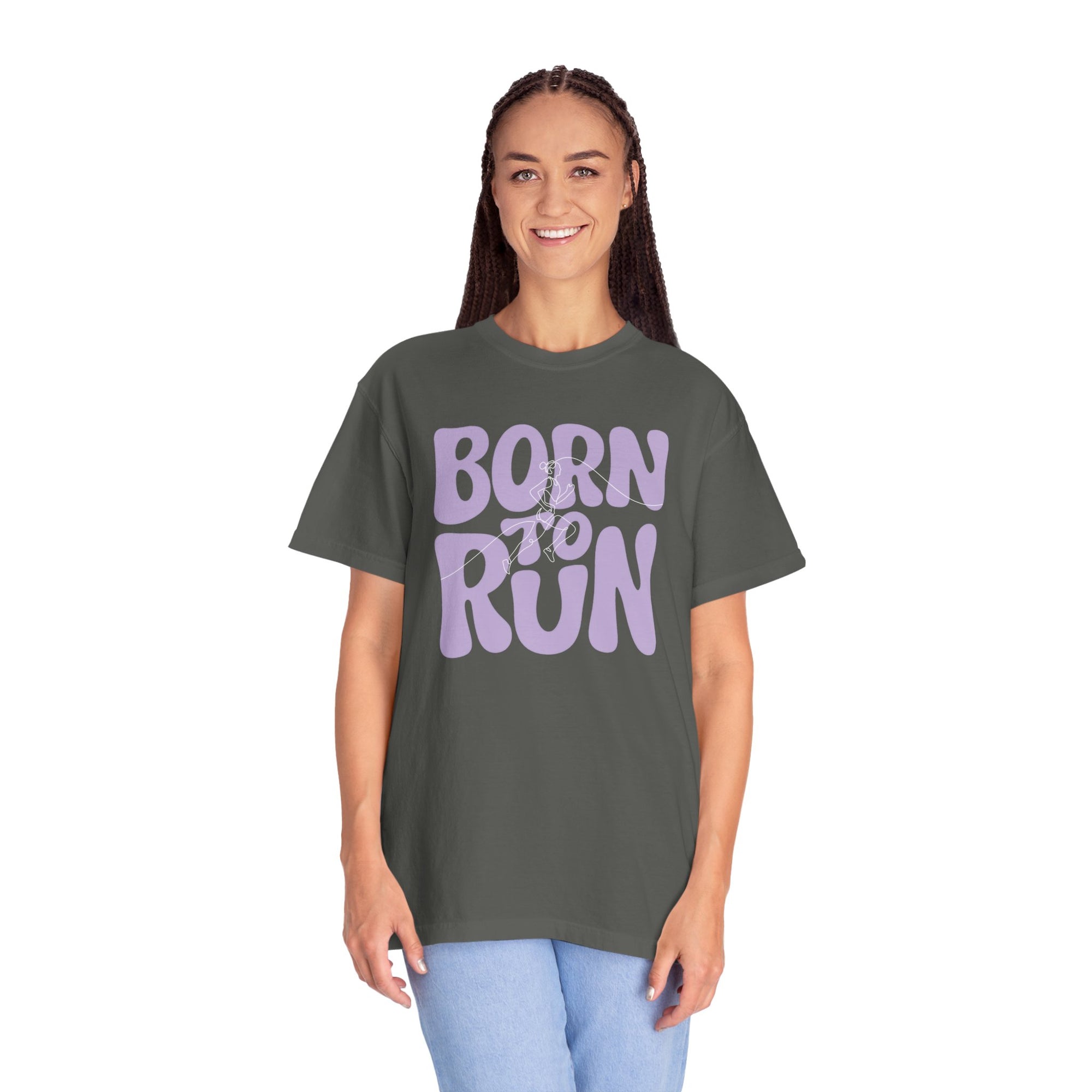 Born to Run T-Shirt | Comfort Colors 1717 Retro Running Shirt | Fitness Mom Graphic Tee | Runner Gift for Her