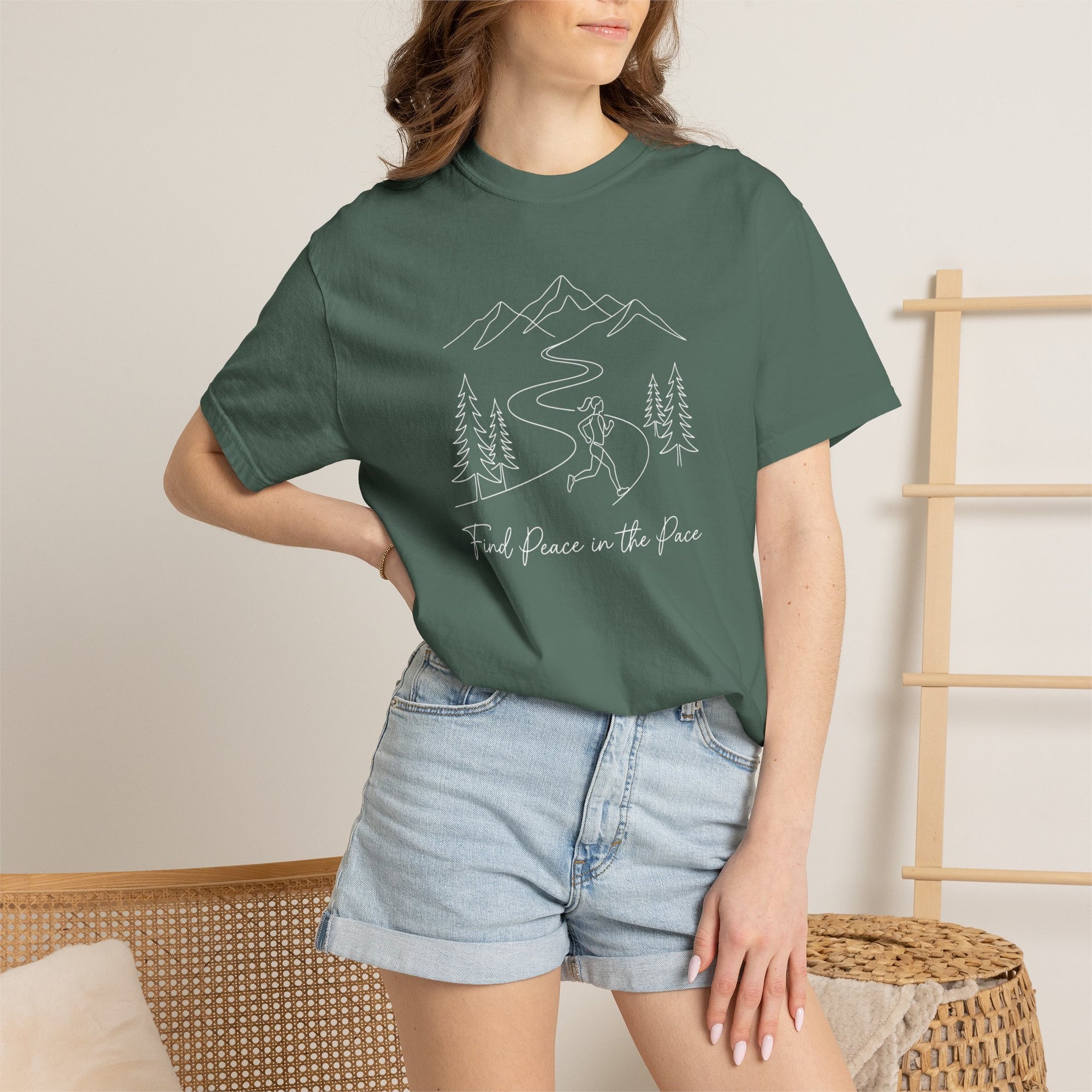 Find Peace in the Pace T-Shirt - Minimalist Running Tee - Comfort Colors 1717