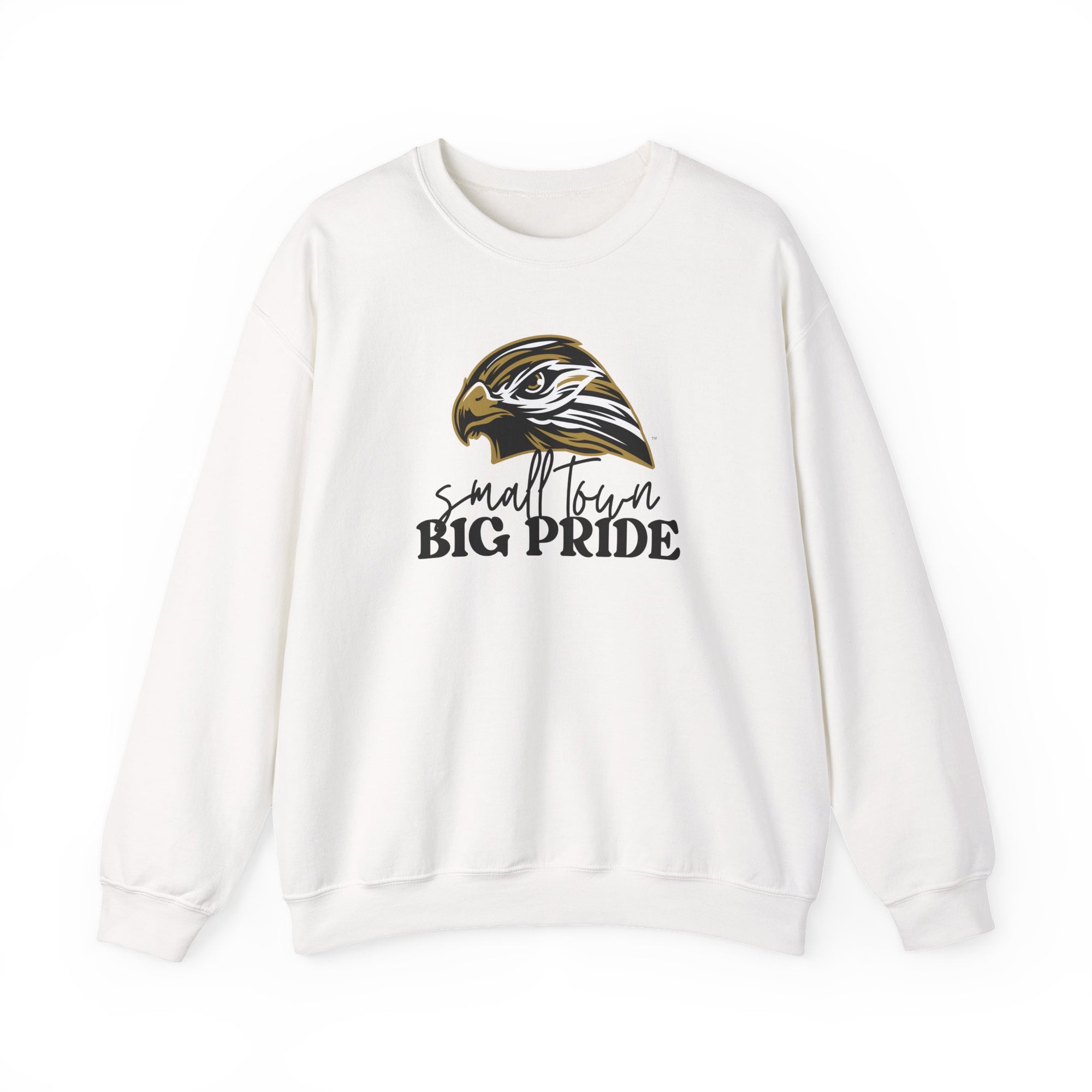 Small Town Big Pride Sweatshirt – Horace Hawks Mascot Crewneck – Gildan Unisex Heavy Blend – Small Town Spirit Wear – School Pride Pullover
